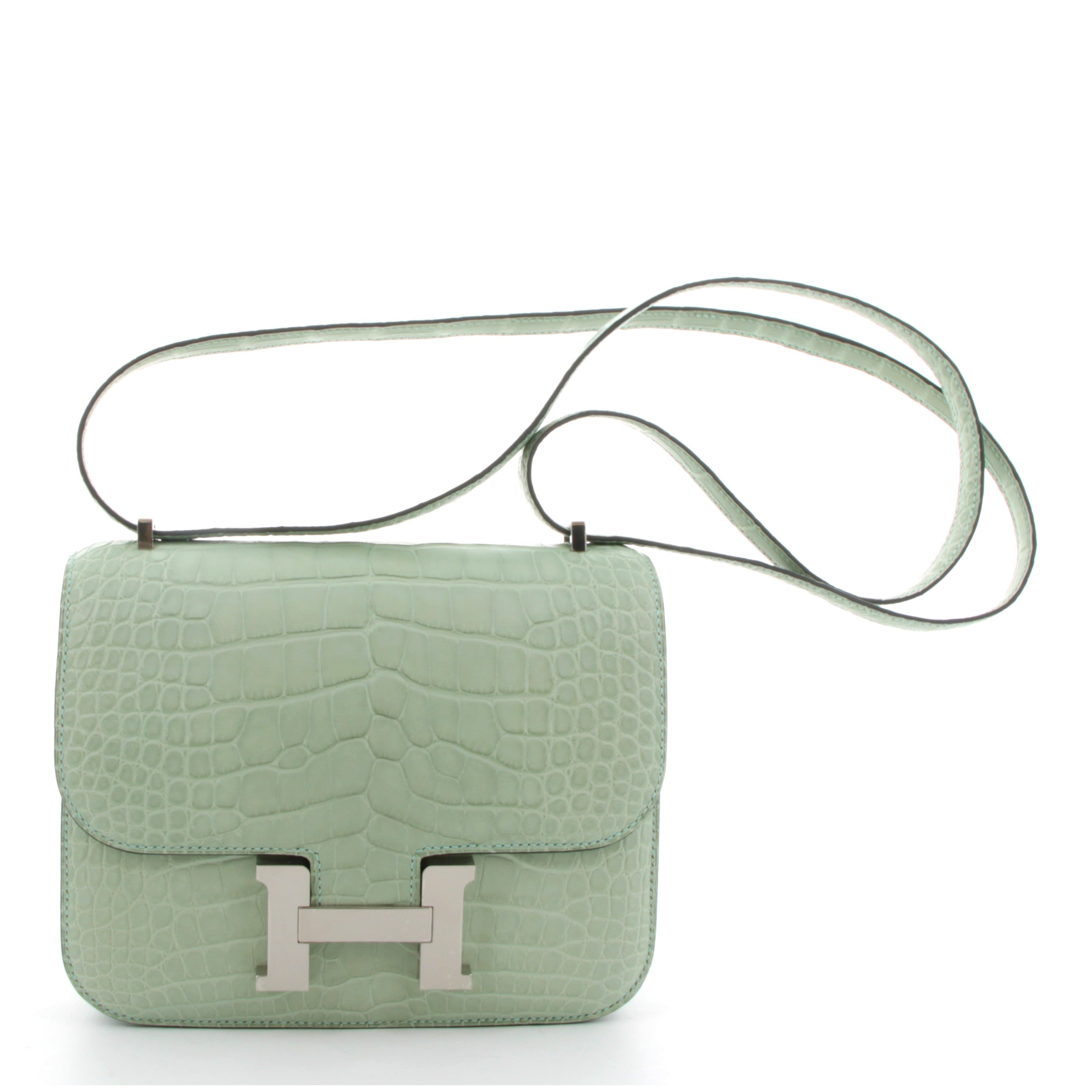 HERMÈS CONSTANCE MINI ALLIGATOR VERT D'EAU PALLADIÉ