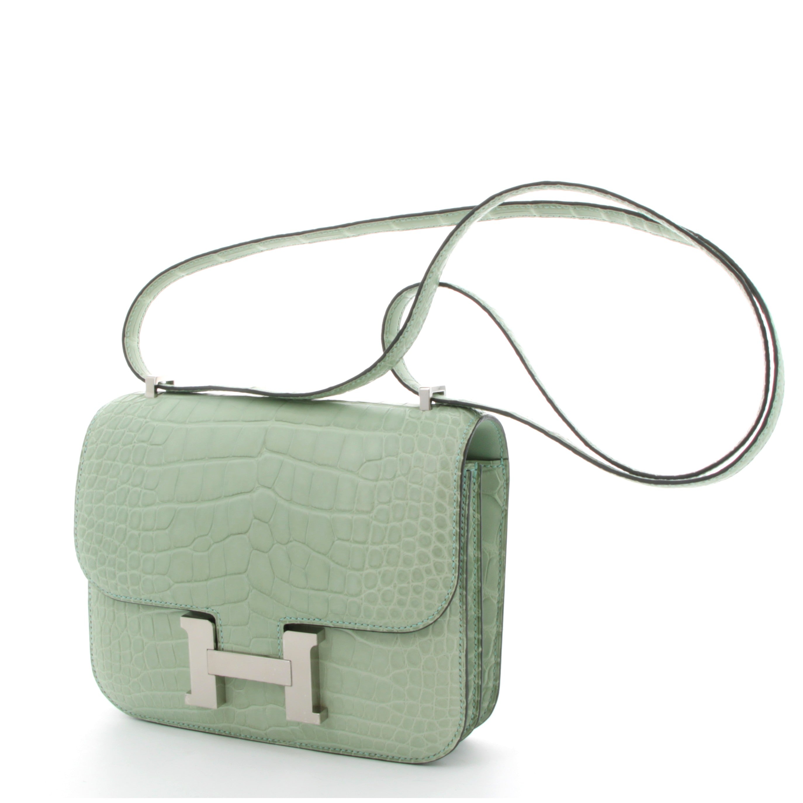 HERMÈS CONSTANCE MINI ALLIGATOR VERT D'EAU PALLADIÉ