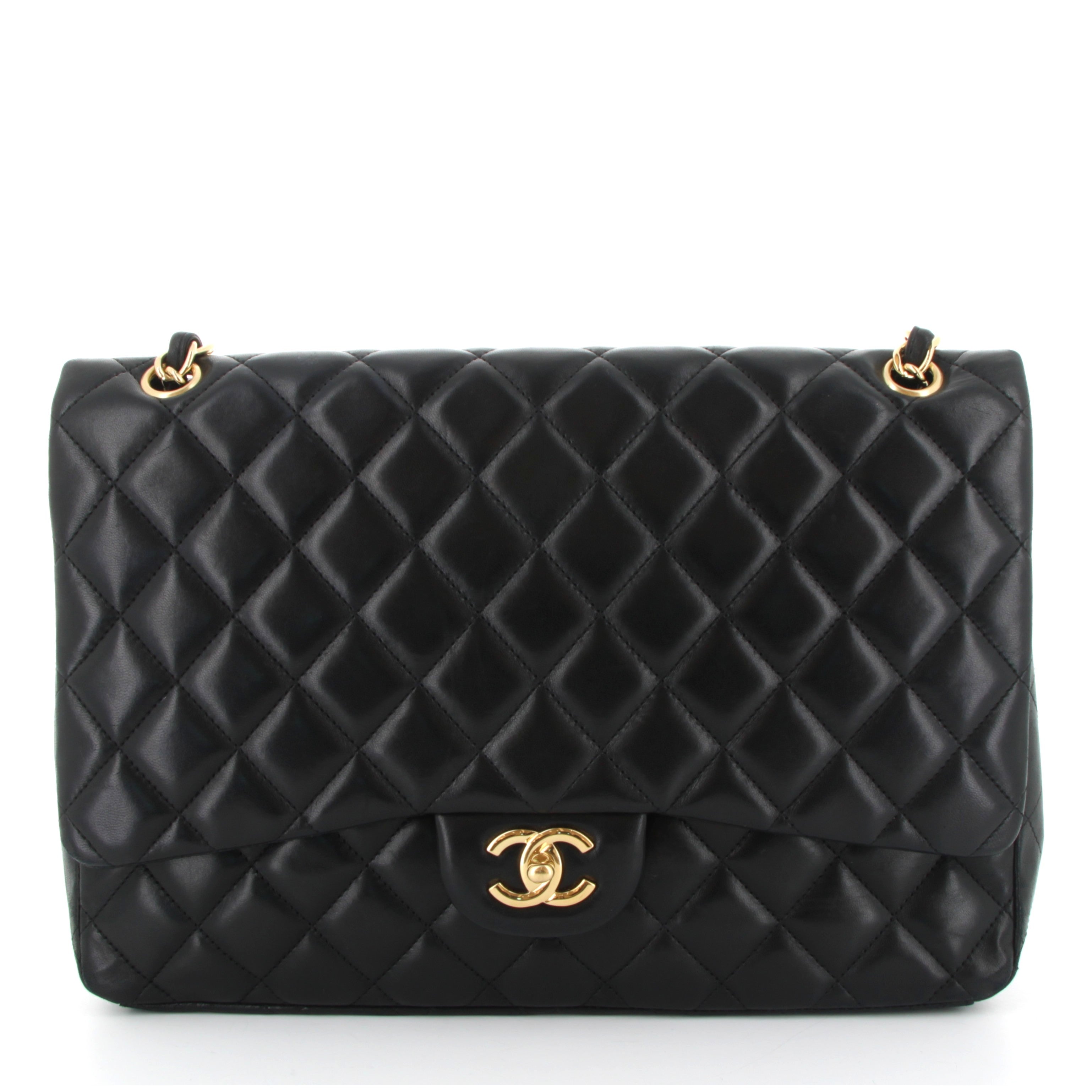 Chanel Classique Maxi Noir Finition Or Jaune