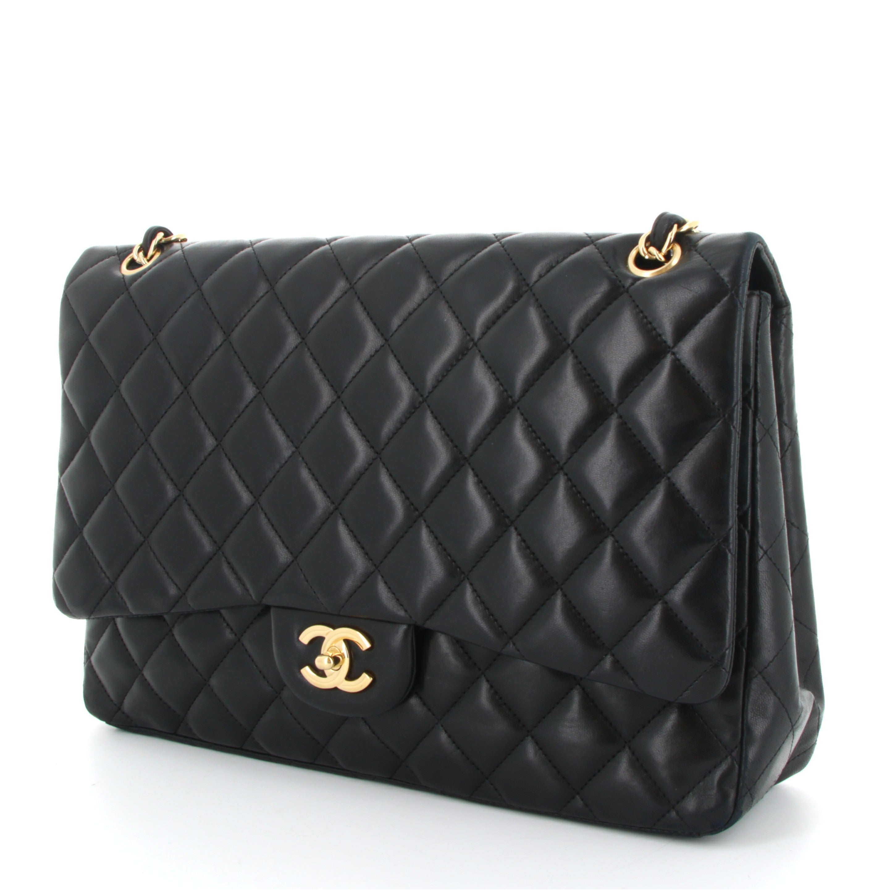 Chanel Classique Maxi Noir Finition Or Jaune