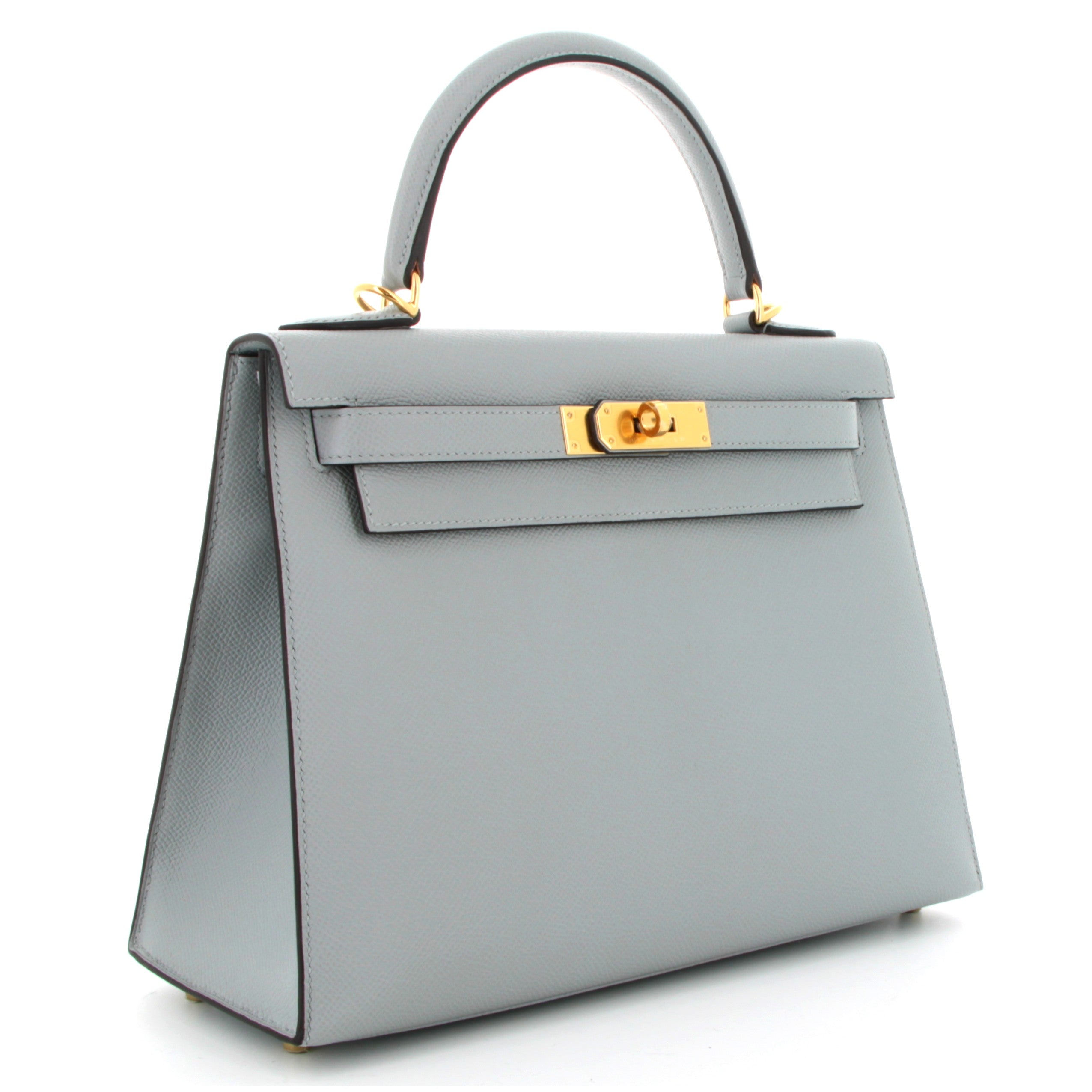HERMÈS KELLY 28 EPSOM BLEU GLACIER FINITION OR JAUNE