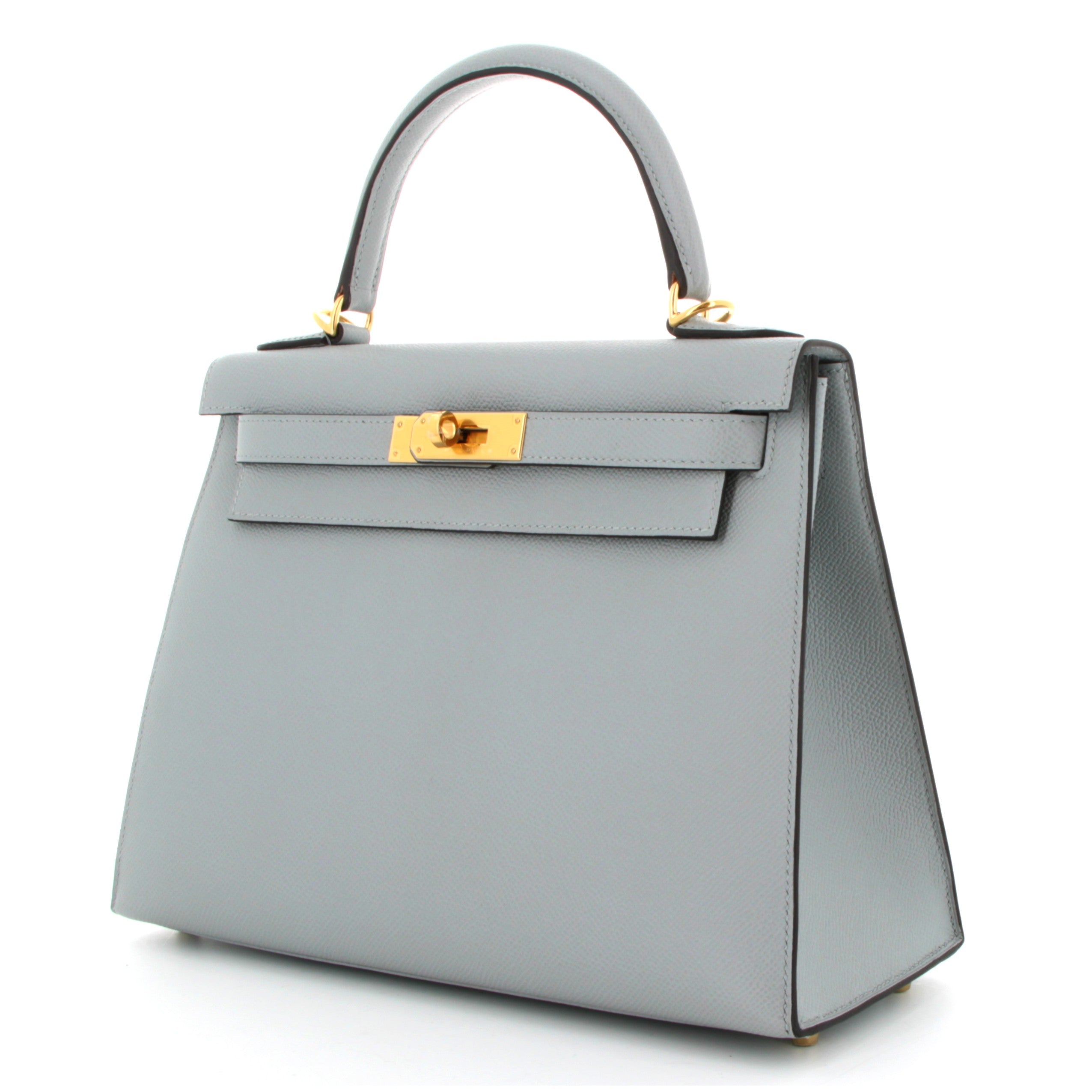 HERMÈS KELLY 28 EPSOM BLEU GLACIER FINITION OR JAUNE
