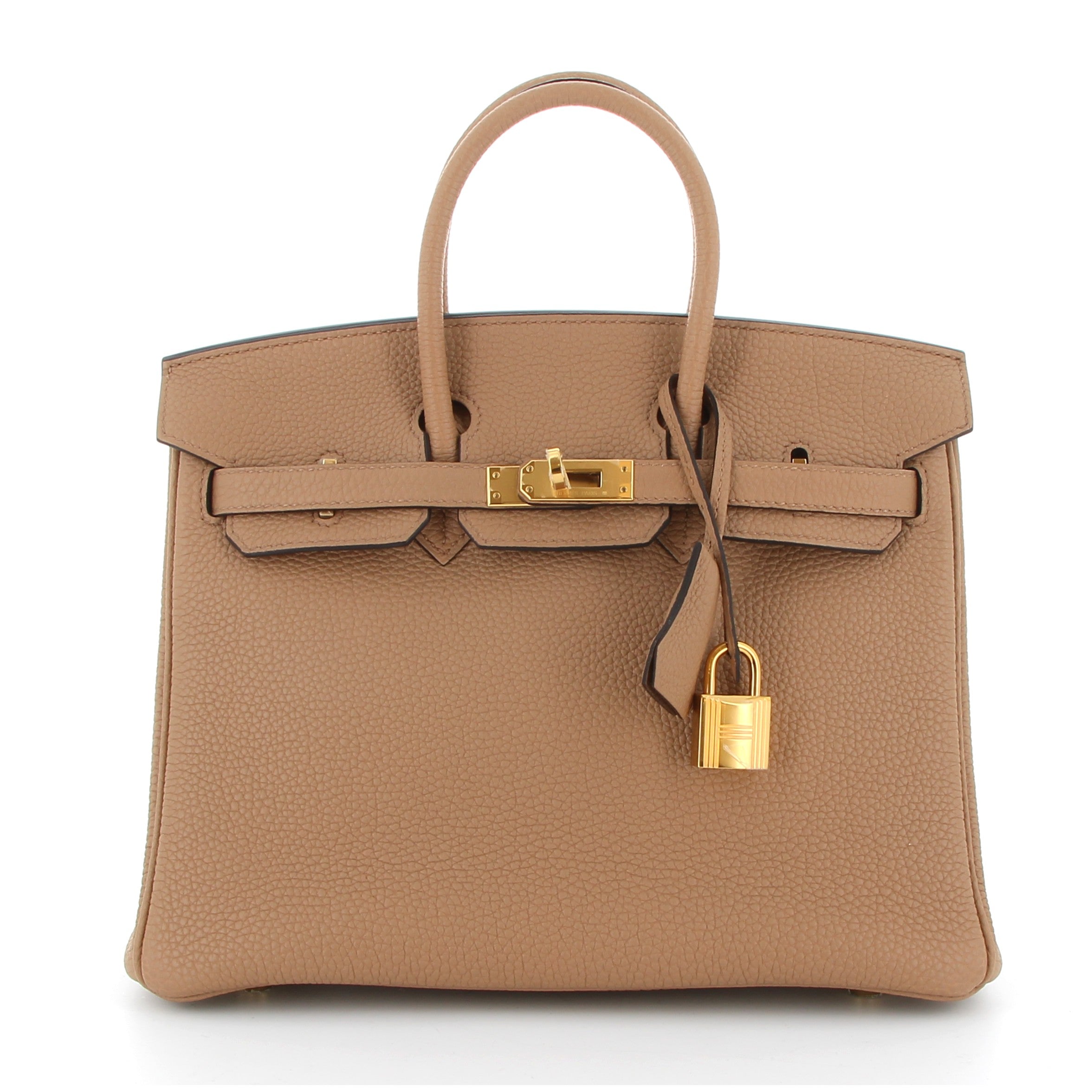 HERMÈS BIRKIN 25 CHAI CUIR TOGO FINITION OR JAUNE