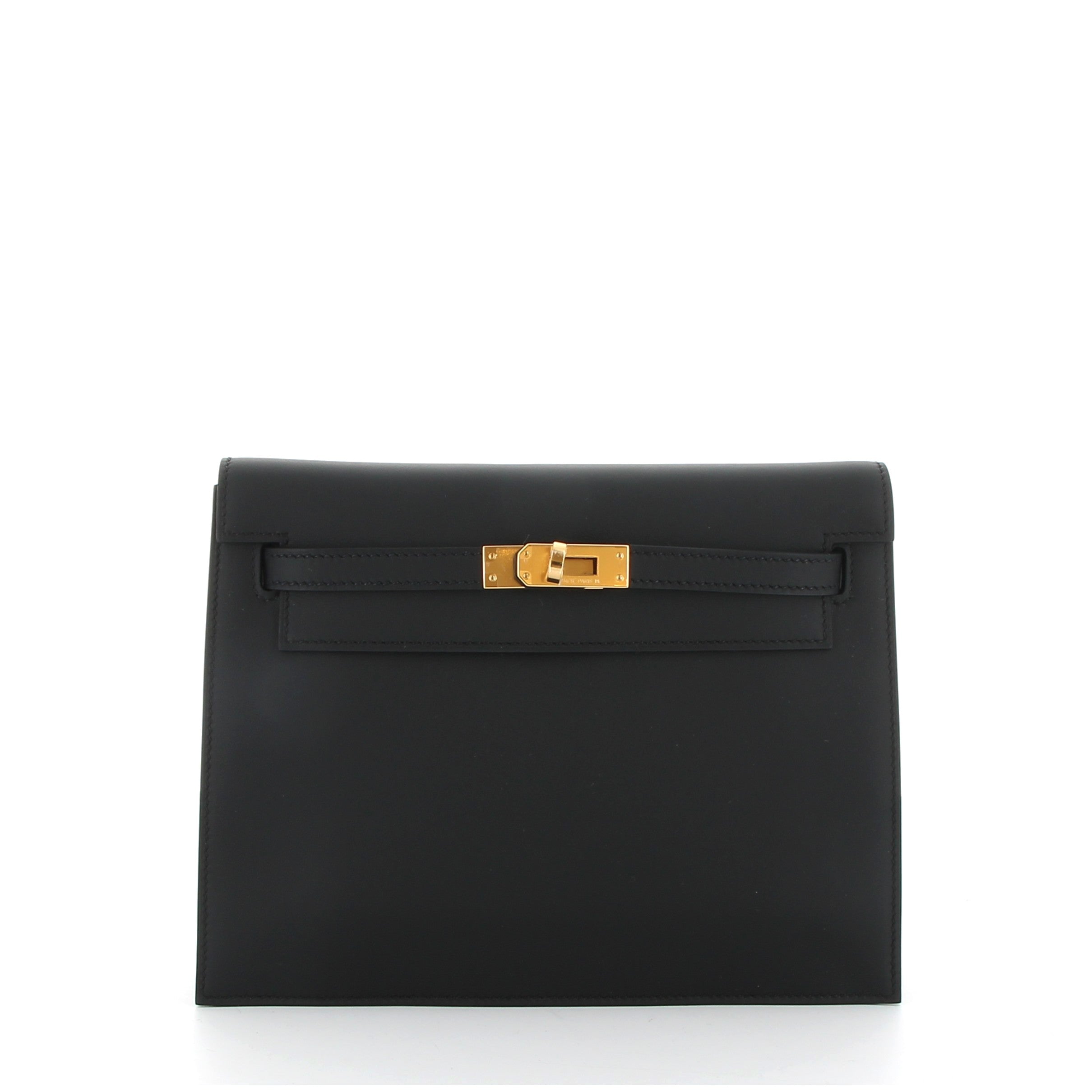 HERMÈS KELLY DANSE NOIR CUIR SWIFT FINITION OR JAUNE