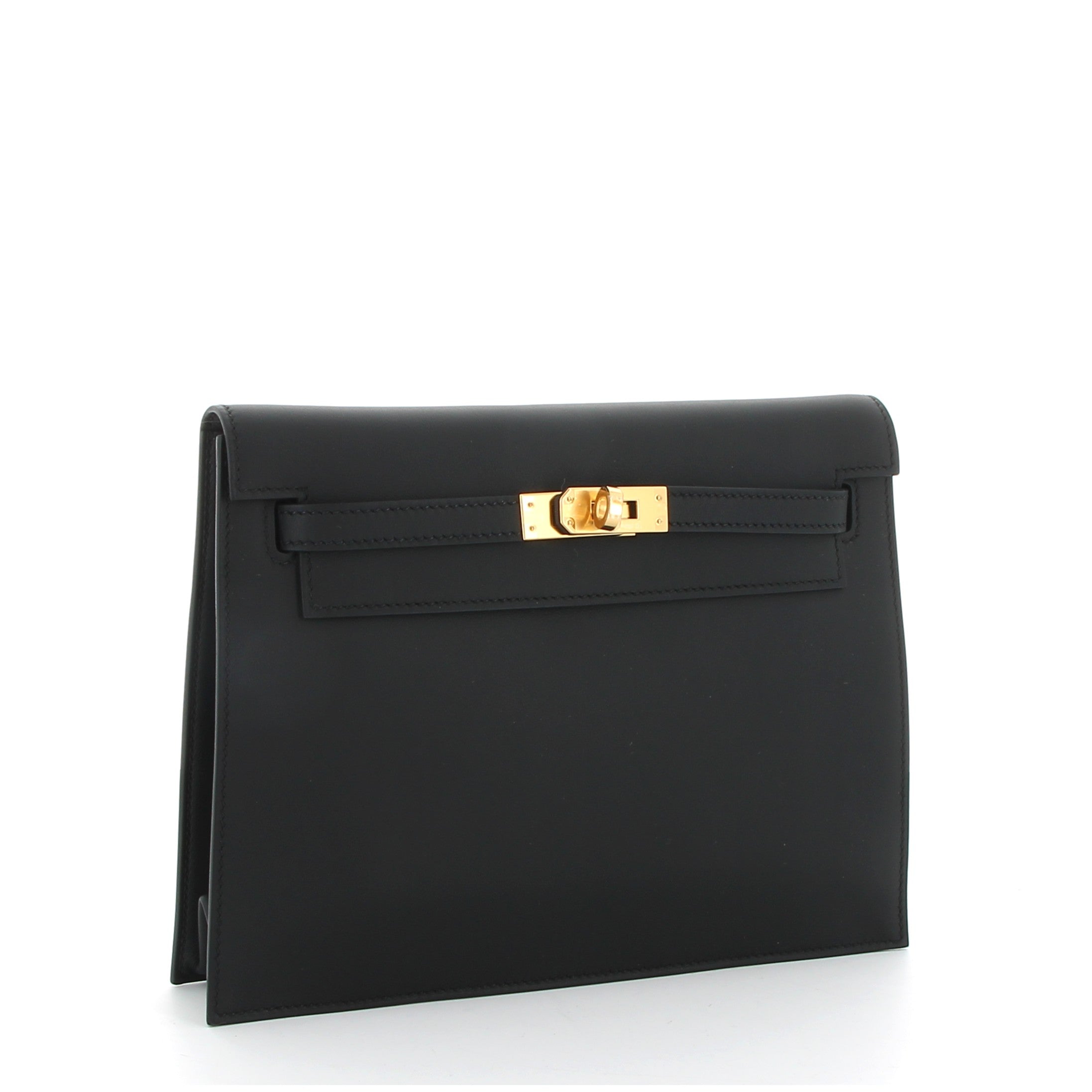 HERMÈS KELLY DANSE NOIR CUIR SWIFT FINITION OR JAUNE