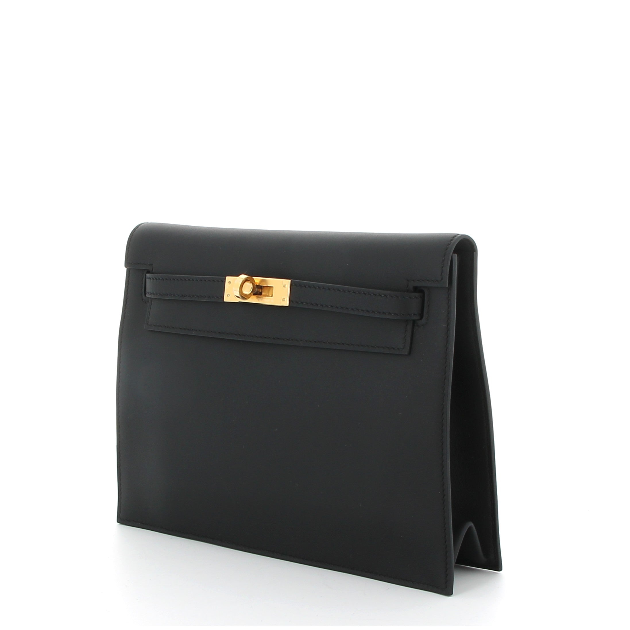 HERMÈS KELLY DANSE NOIR CUIR SWIFT FINITION OR JAUNE