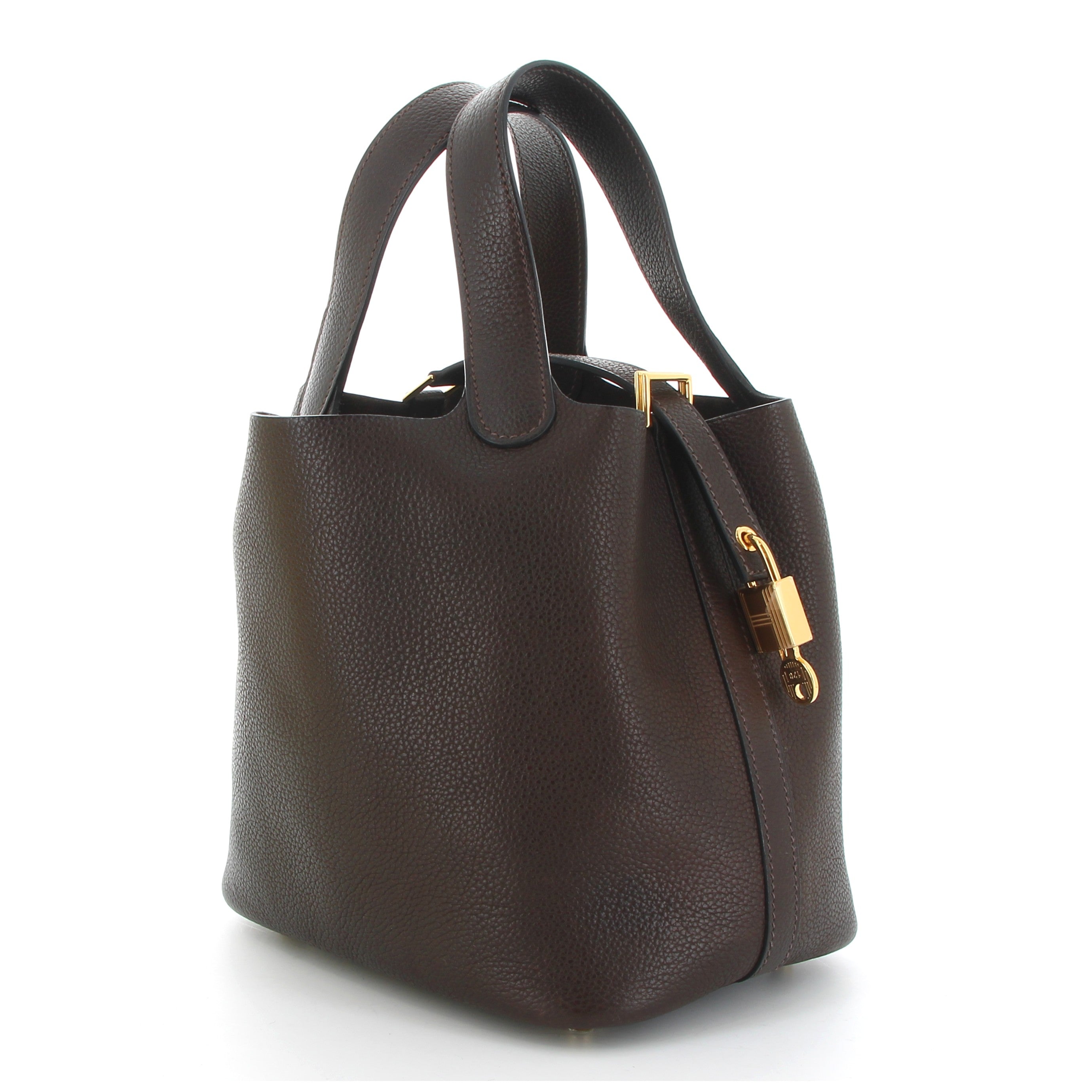HERMÈS PICOTIN 18 BARENIA FAUBOURG ÉBÈNE FINITION OR JAUNE
