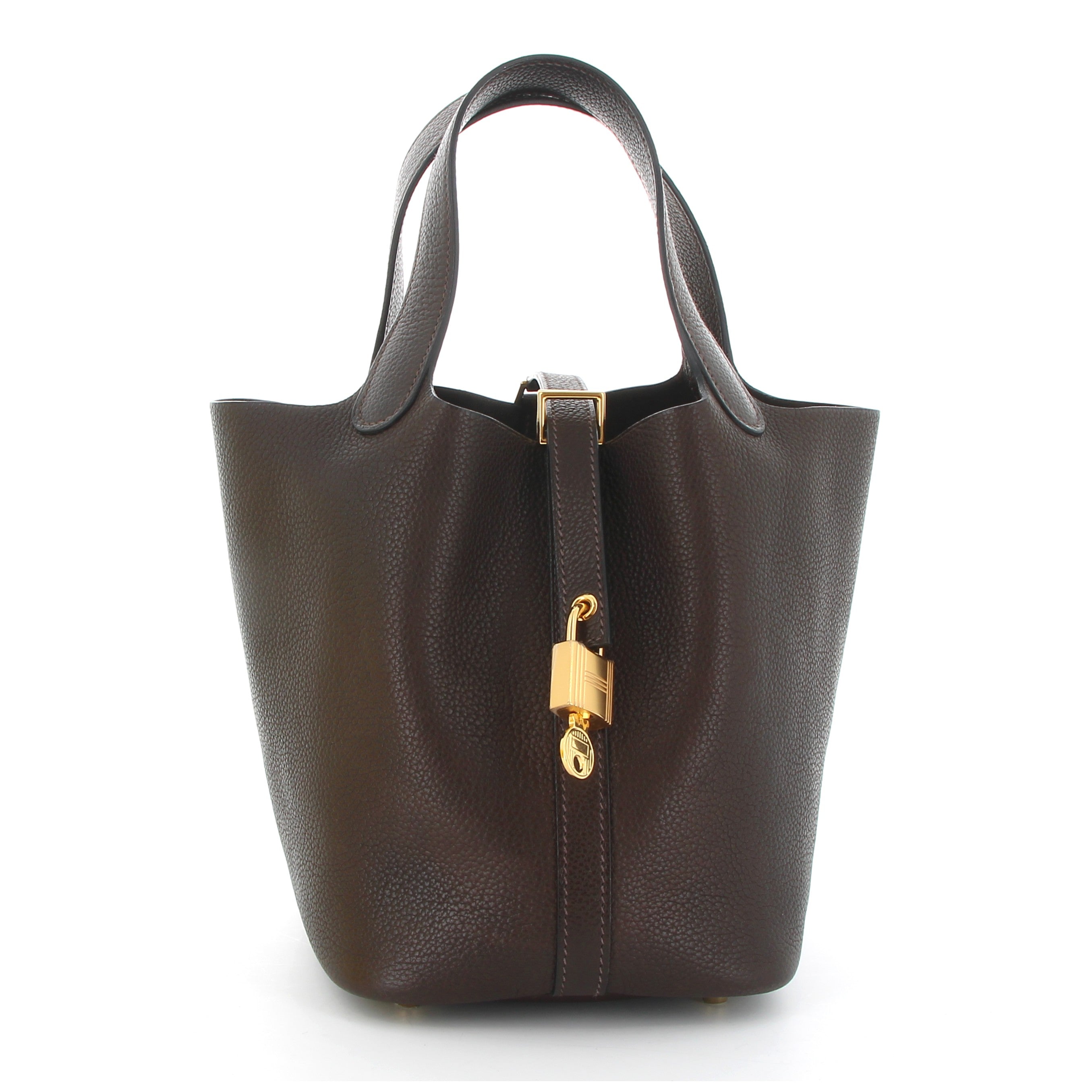 HERMÈS PICOTIN 18 BARENIA FAUBOURG ÉBÈNE FINITION OR JAUNE