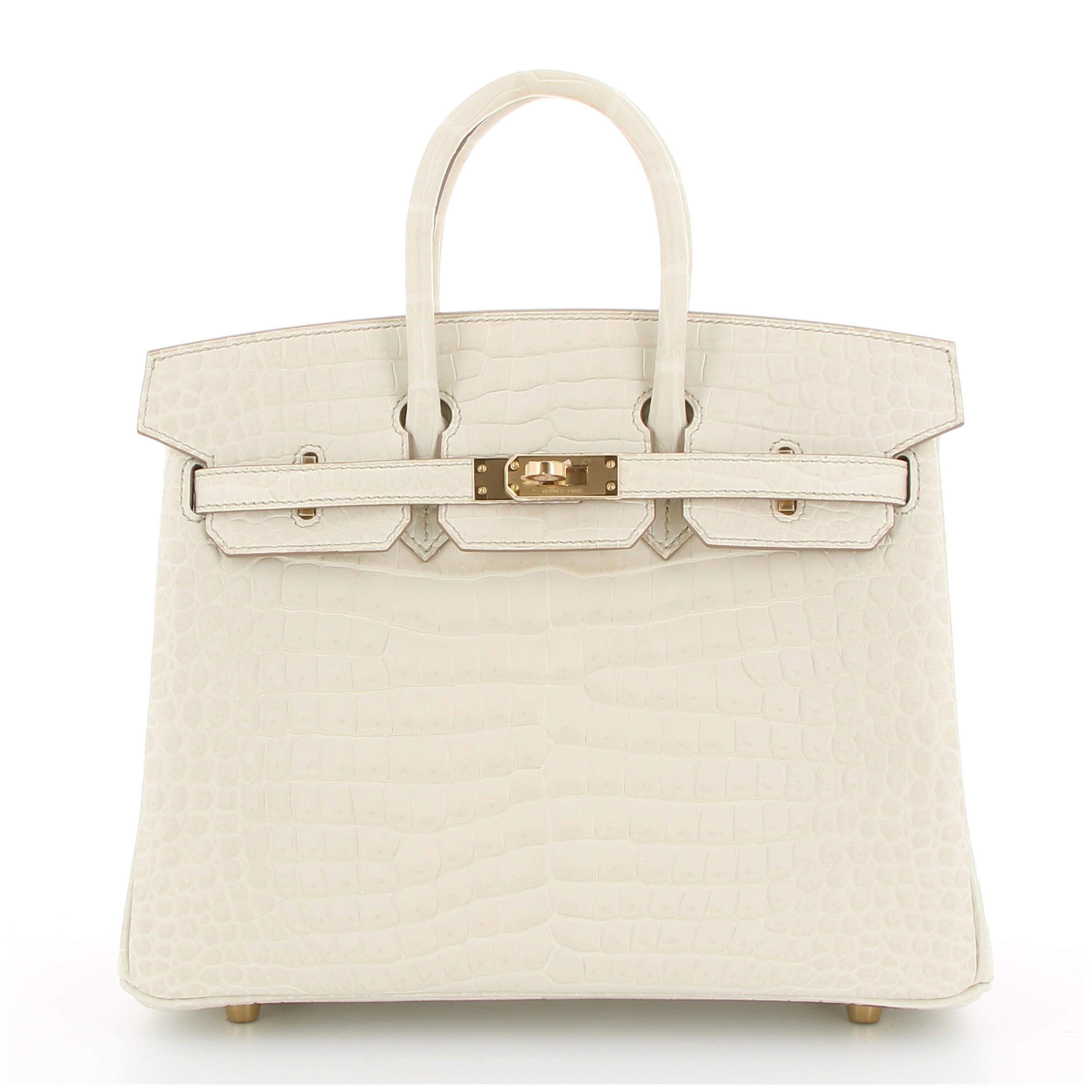 HHERMÈS BIRKIN 25 CROCODILE POROSUS MAT BÉTON FINITION PERMABRASS