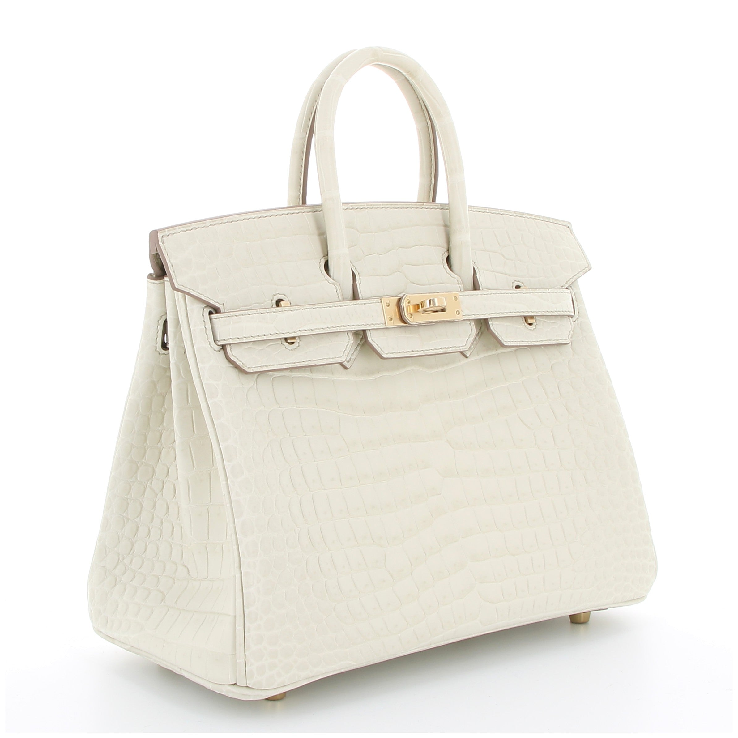 HHERMÈS BIRKIN 25 CROCODILE POROSUS MAT BÉTON FINITION PERMABRASS