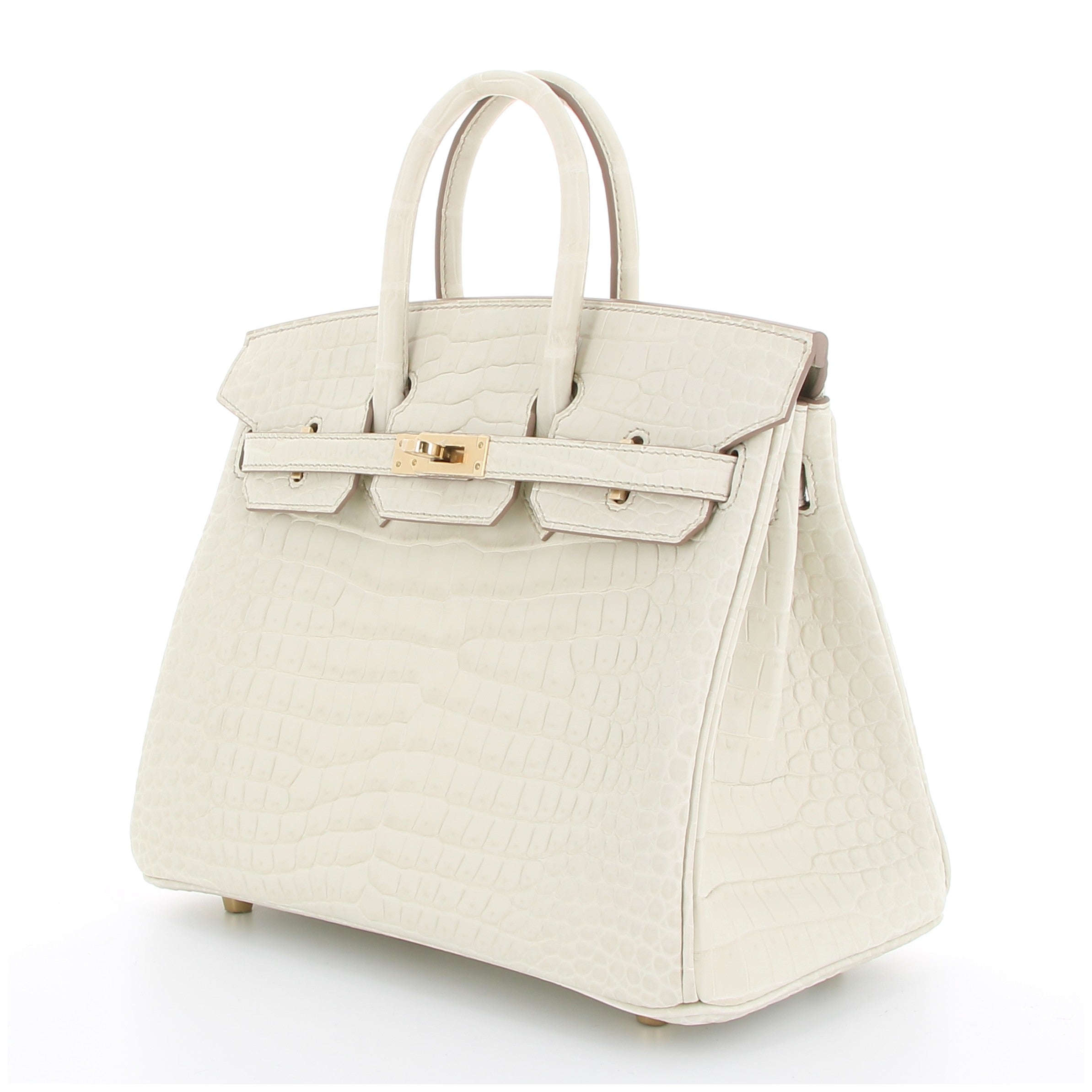 HHERMÈS BIRKIN 25 CROCODILE POROSUS MAT BÉTON FINITION PERMABRASS