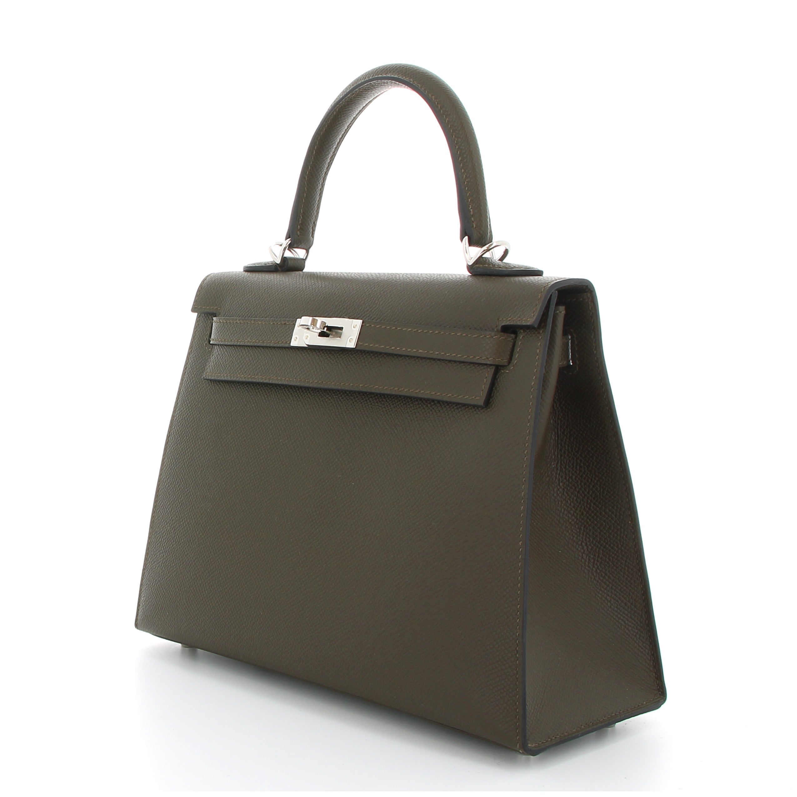 HERMÈS KELLY 25 VERT LODEN EPSOM FINITION PALLADIÉE