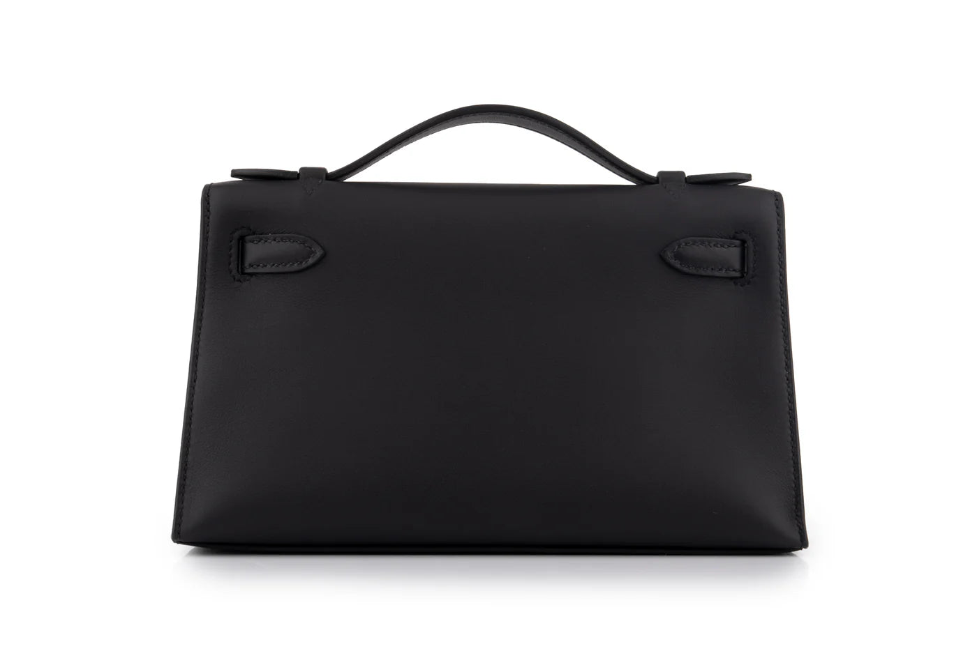 HERMES Kelly Pochette Noir Cuir Swift Finition Or Jaune