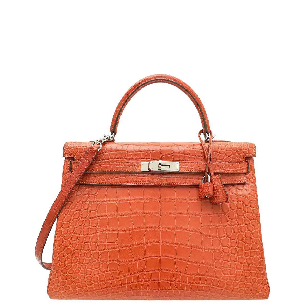 HERMES Kelly 35 Sanguine Crocodile Finition Palladié