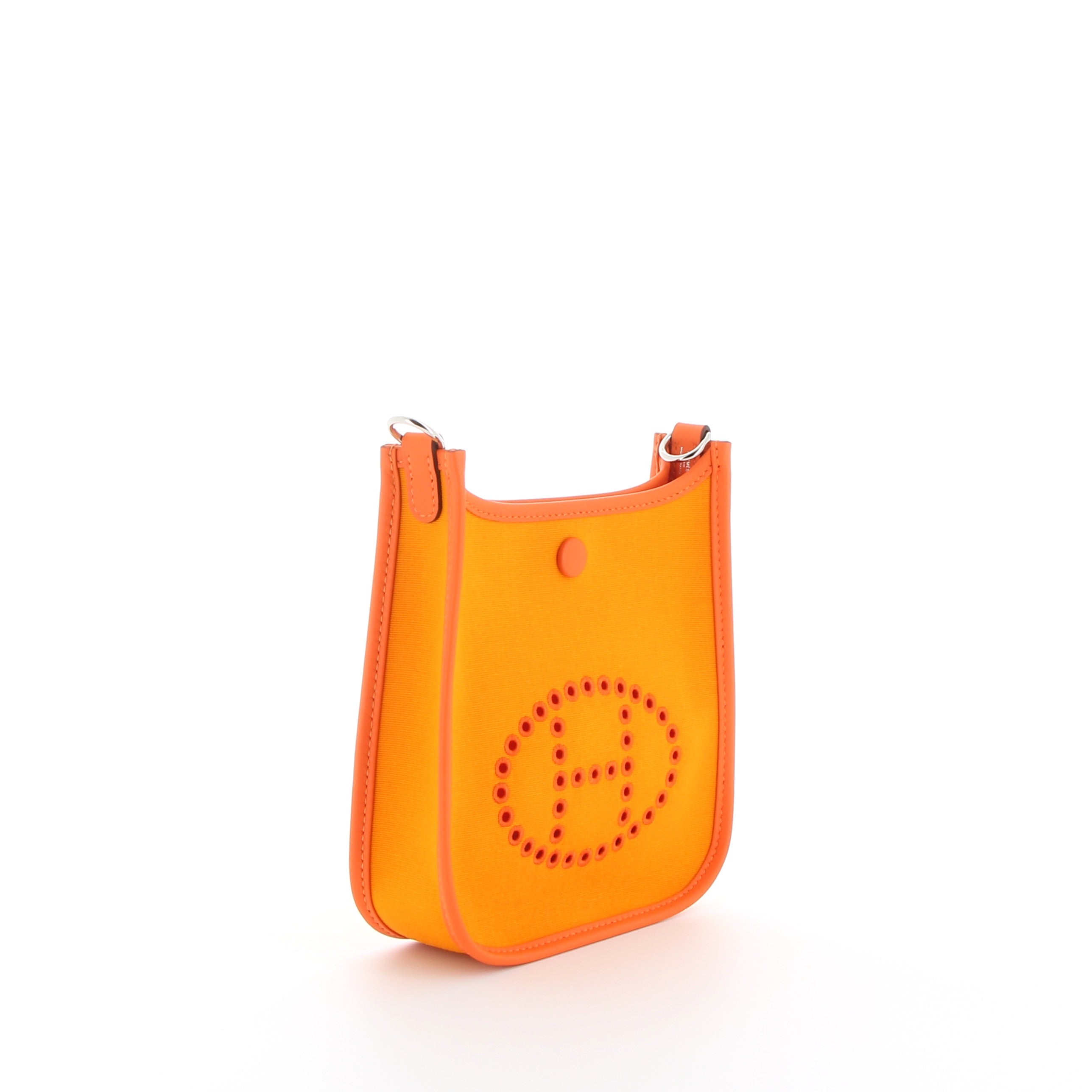 HERMÈS Mini Evelyne cuir Swift et Toile Néo Orange finition palladium