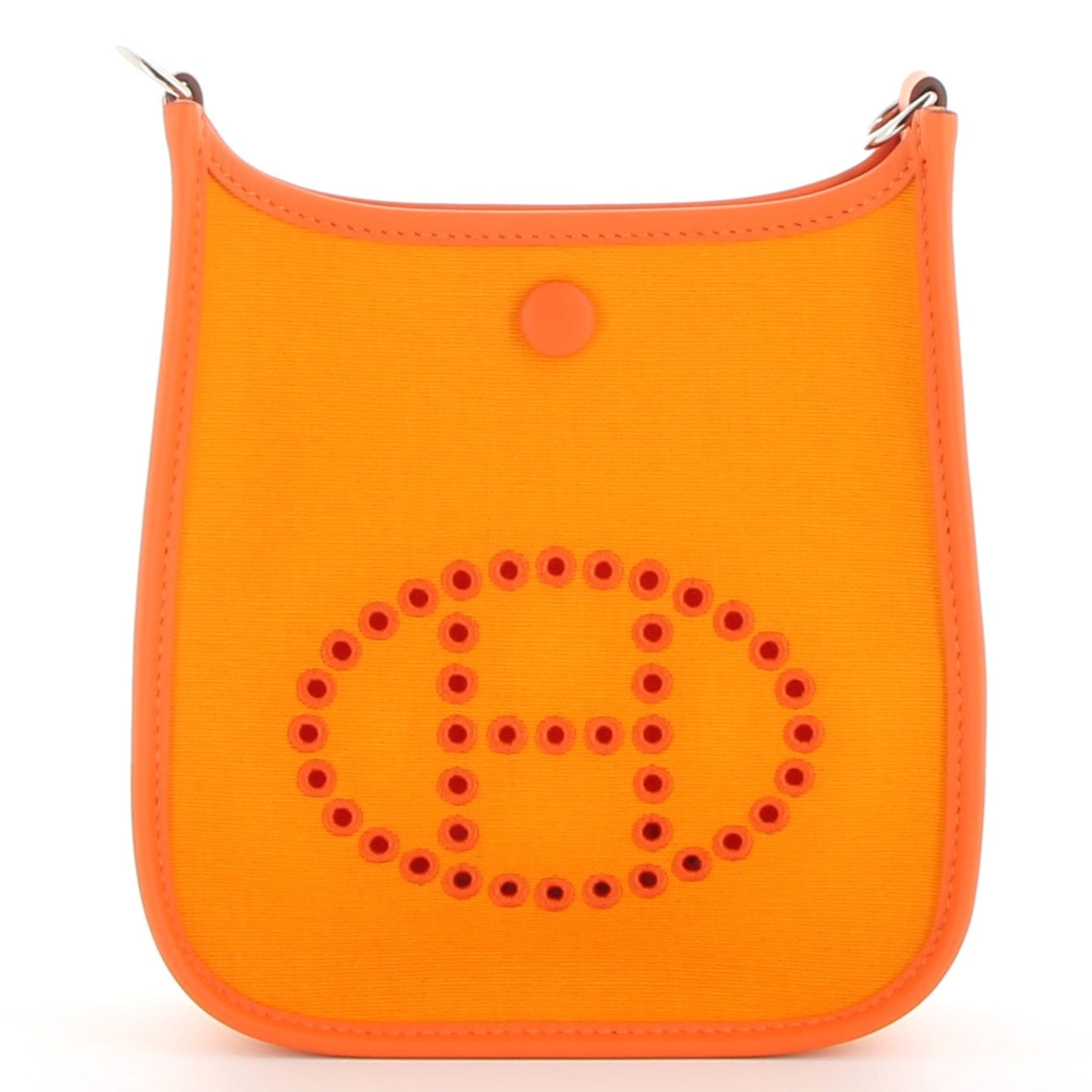 HERMÈS Mini Evelyne Neo Orange Swift/Toile Finition Palladié