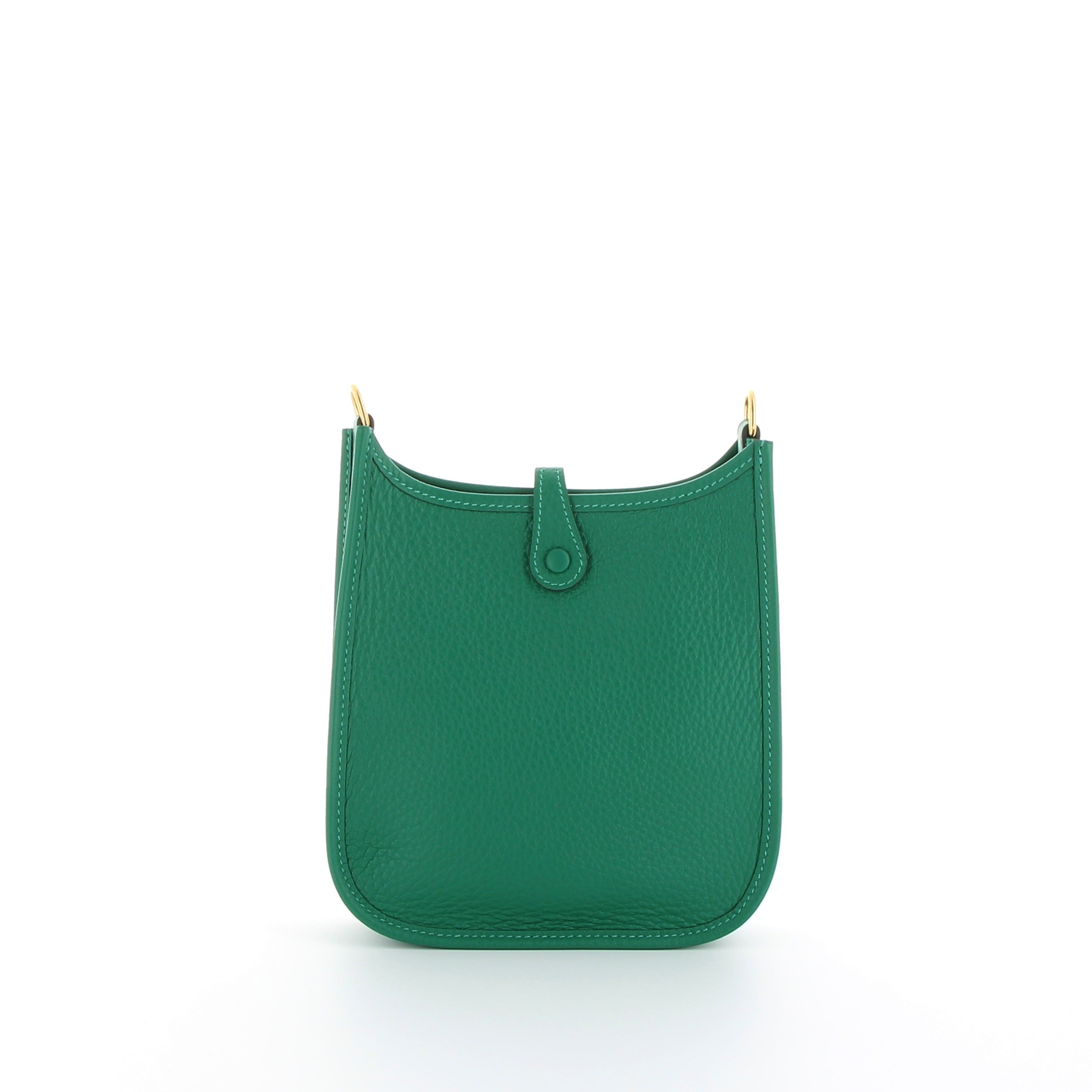 HERMÈS Mini Evelyne cuir Taurillon Clemence Vert Vertigo finition dorée