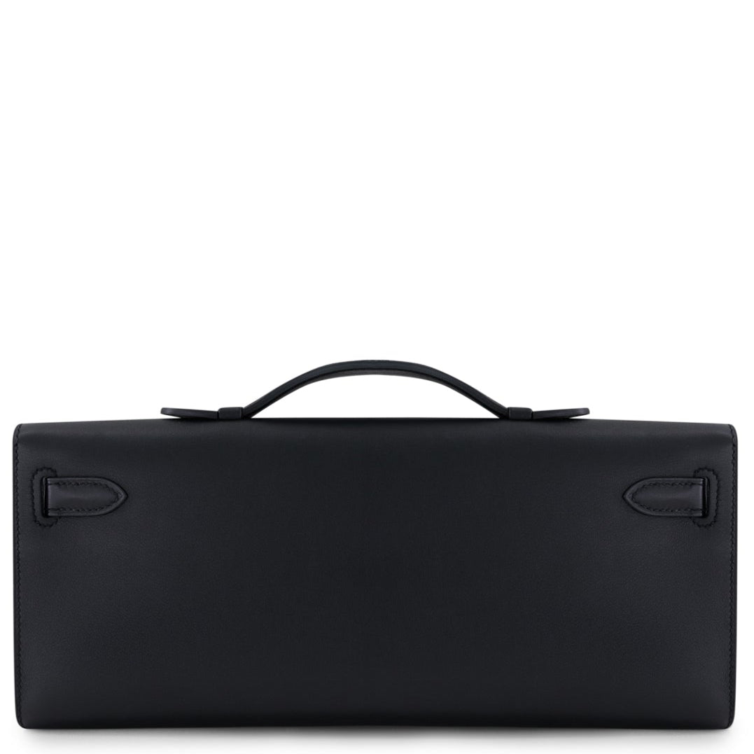 HERMES Kelly Cut Noir Cuir Swift Finition Palladié