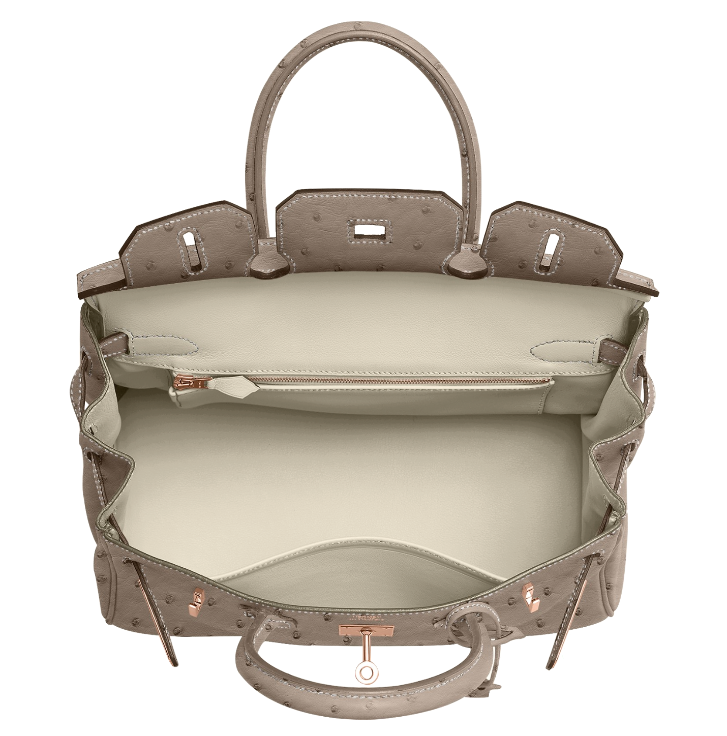 HERMES Birkin 25 HSS Gris Tourterelle Verso Nata Autruche Finition Or Rose