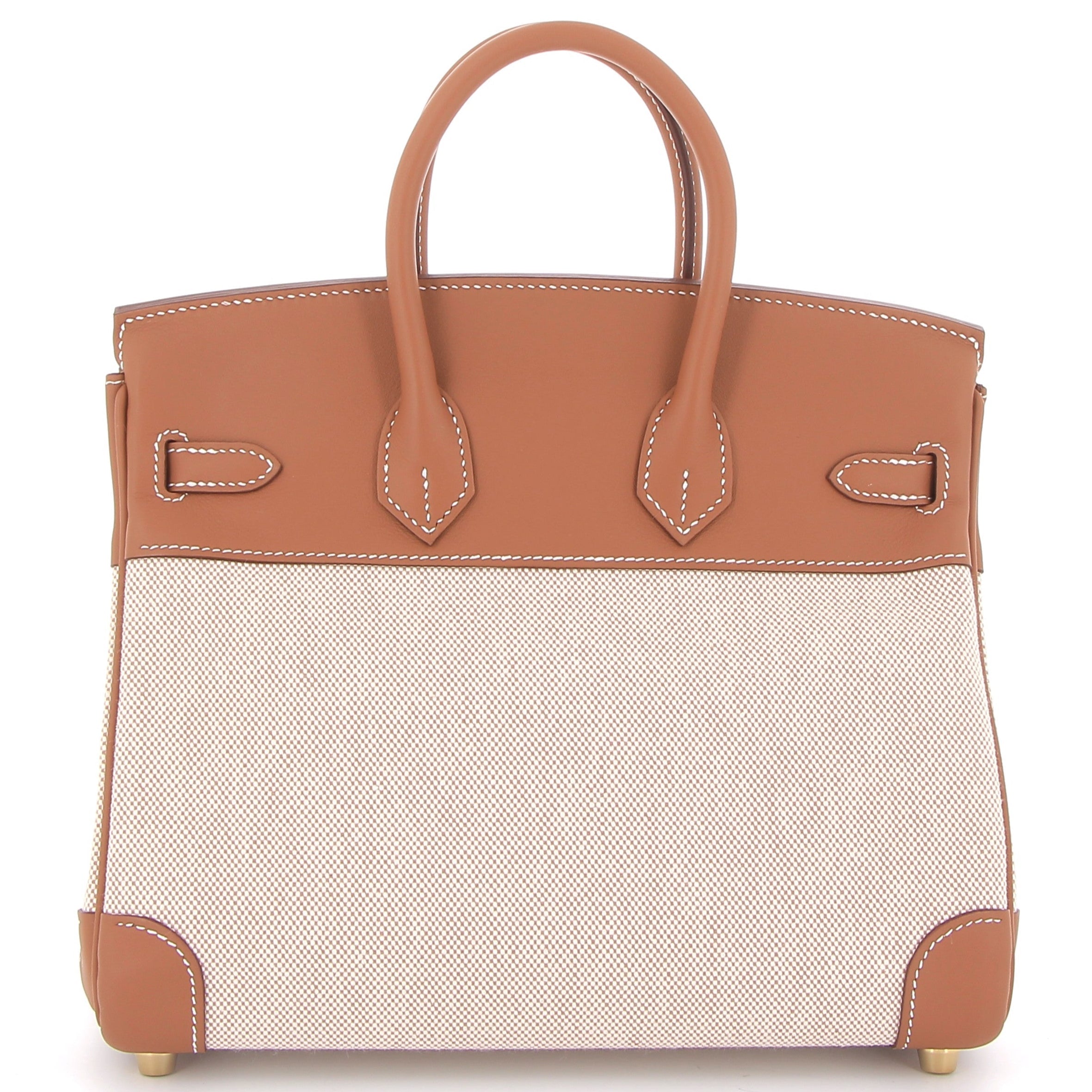 HERMES Birkin 25 Gold Cuir Swift / Toile Finition Or Jaune