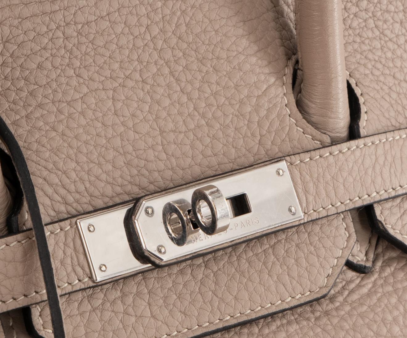 HERMES Birkin 35 Gris Tourterelle Cuir Taurillon Clemence Finition Palladié