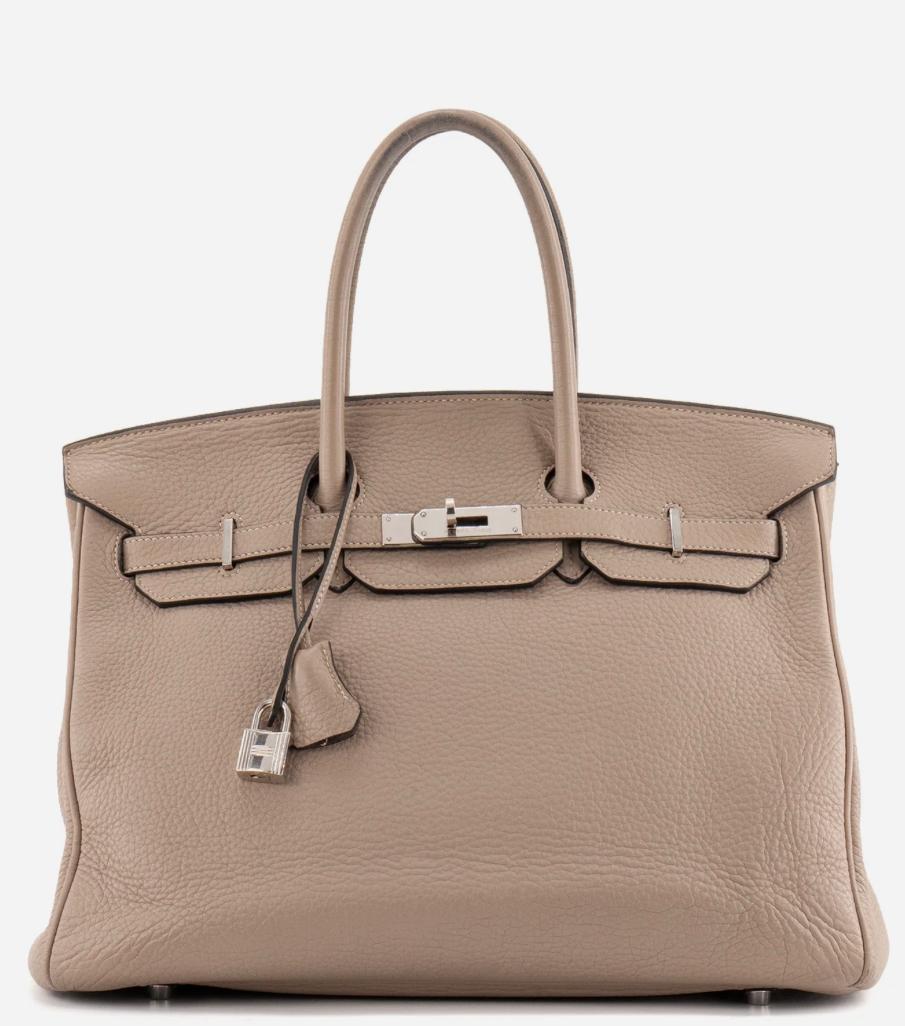 HERMES Birkin 35 Gris Tourterelle Cuir Taurillon Clemence Finition Palladié