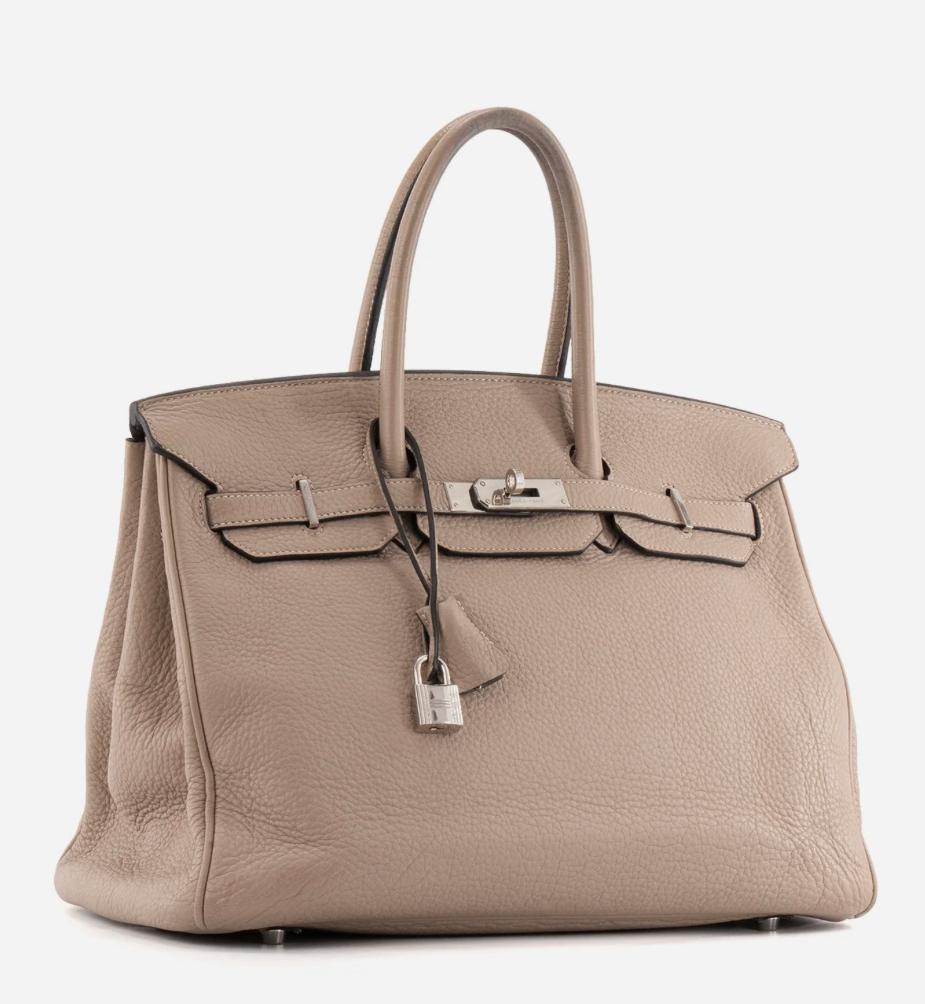 HERMES Birkin 35 Gris Tourterelle Cuir Taurillon Clemence Finition Palladié