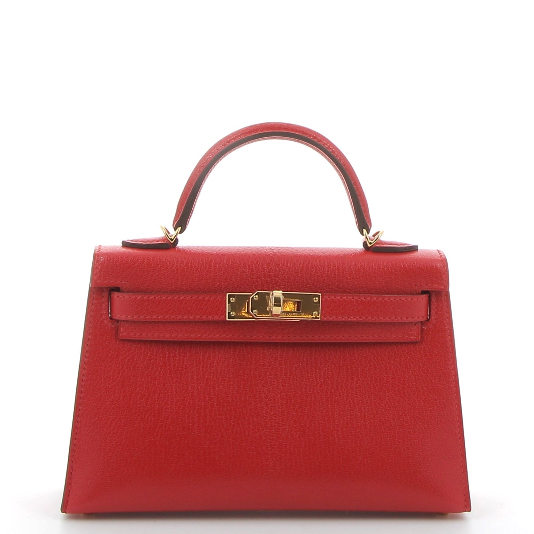 HERMES Kelly 20 Rouge de Coeur Cuir Chèvre Finition Or Jaune