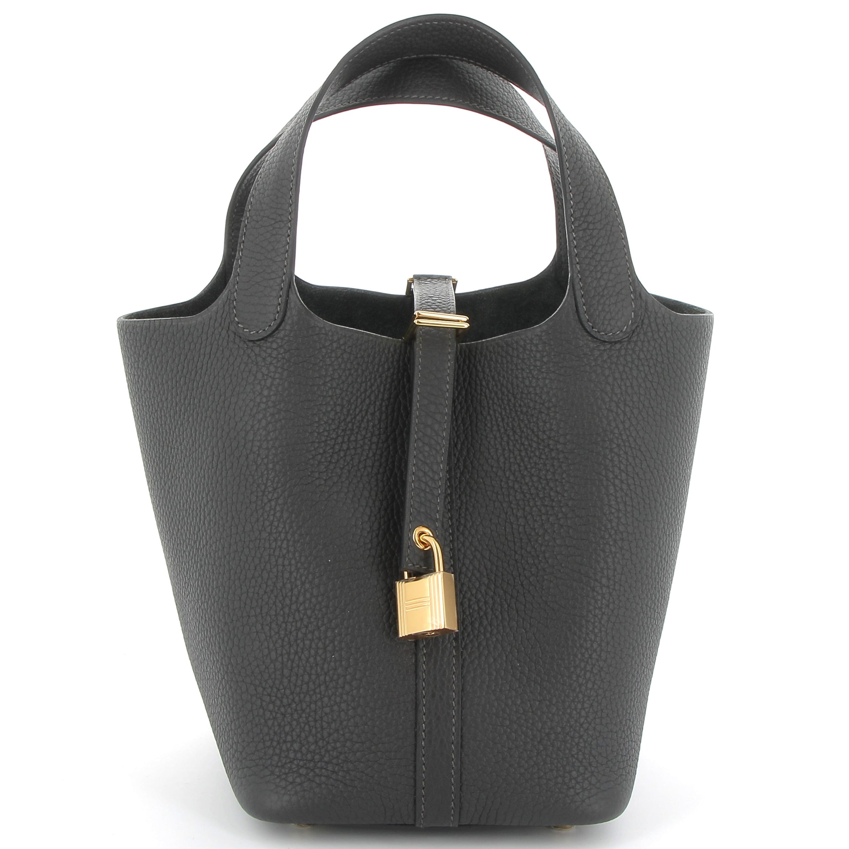 HERMES Picotin 18 Dark Bronze Cuir Taurillon Clemence Finition Or Jaune