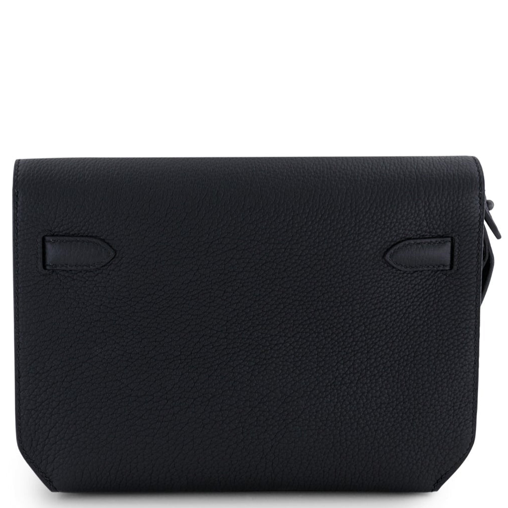 HERMES Kelly Depeche Noir Cuir Togo Finition So Black