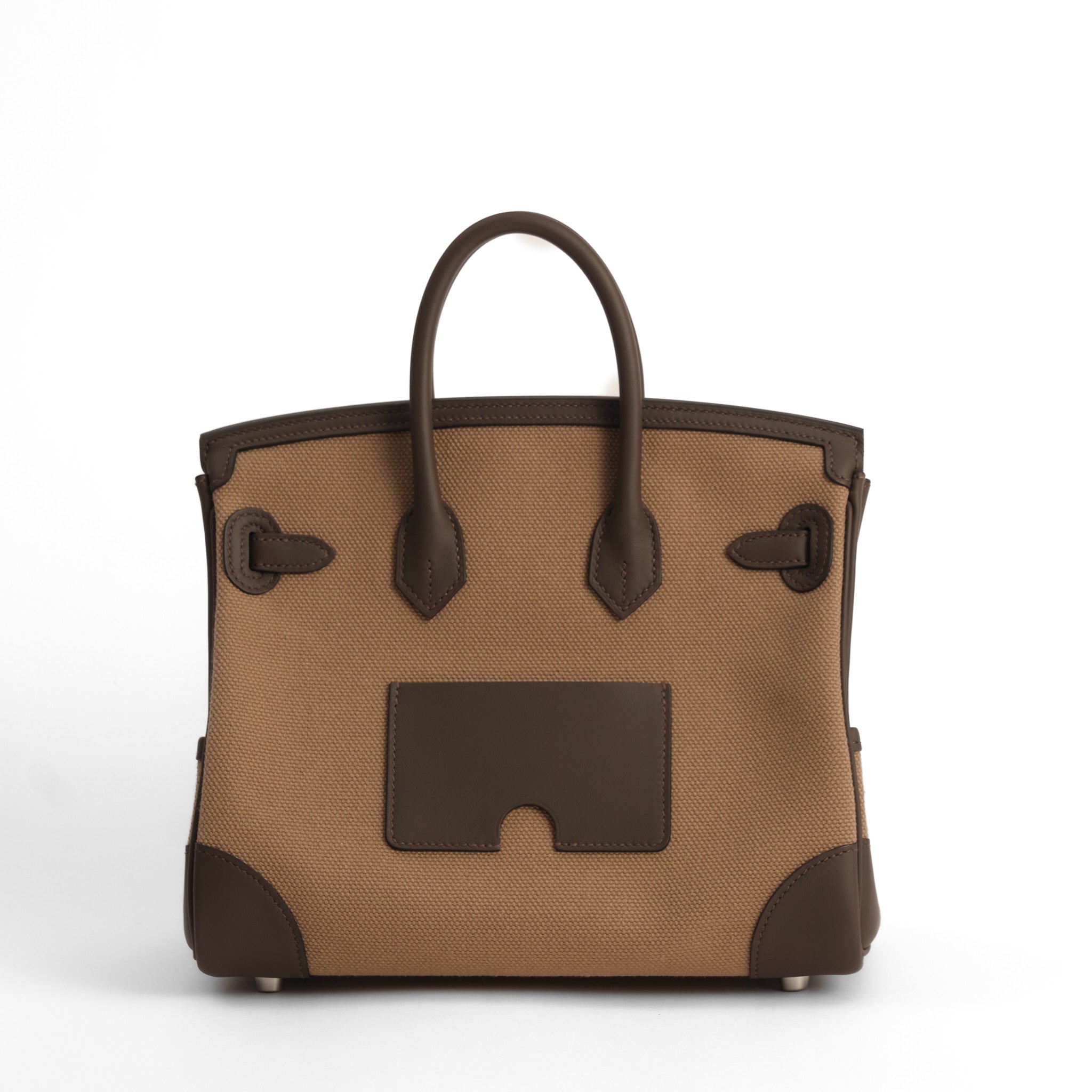 HERMES Birkin 25 Cargo Mousse/Ecorce Cuir Swift et Toile Finition Palladié