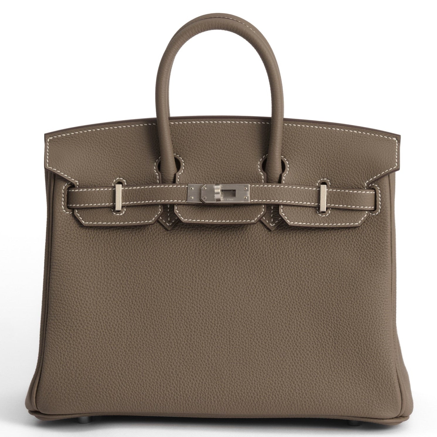 HERMES Birkin 25 Etoupe Cuir Togo Finition Palladié Brossé