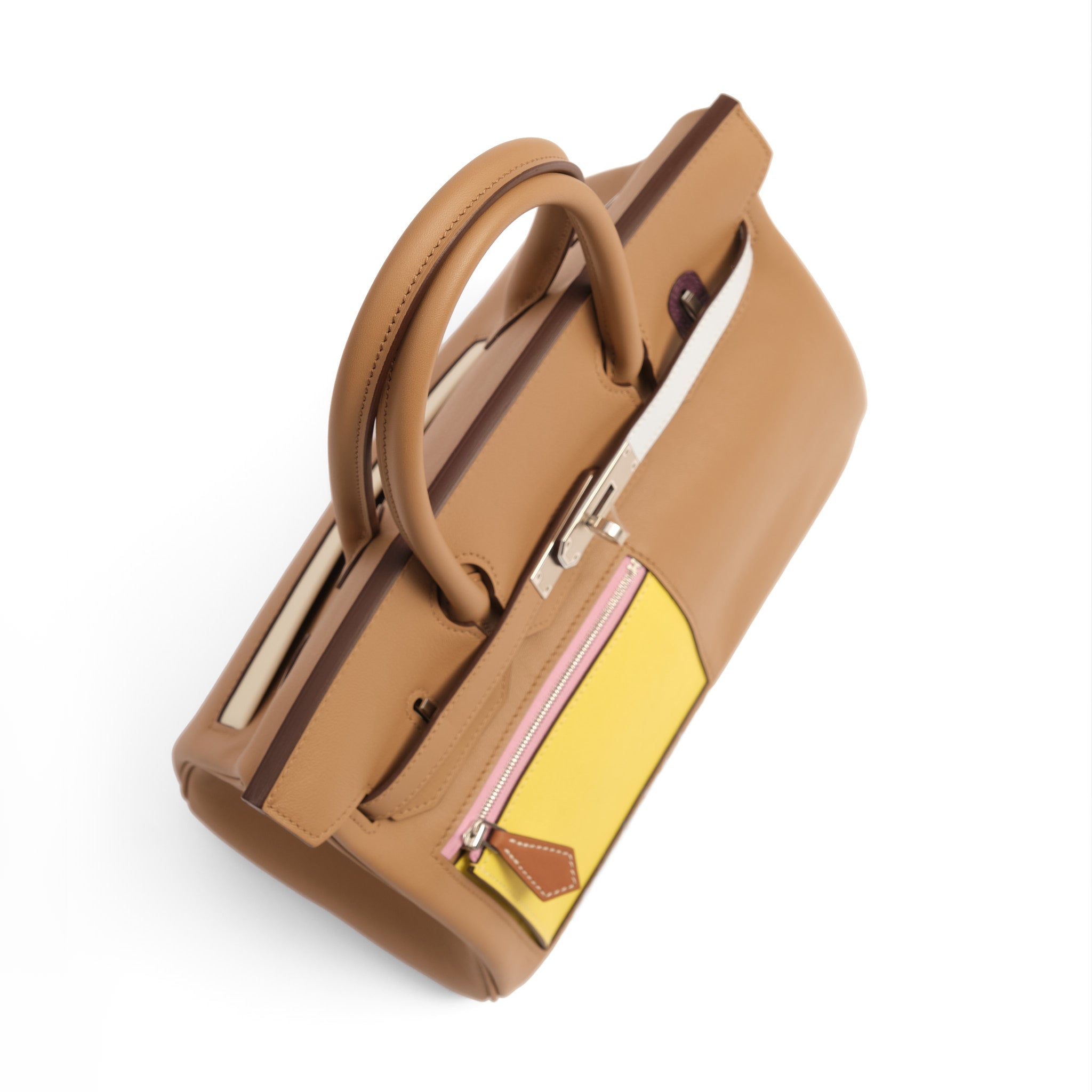 HERMES Birkin 30 Colormatic Chai/Lime/Bleu Brume/Cassis/Nata Cuir Swift Finition Palladié