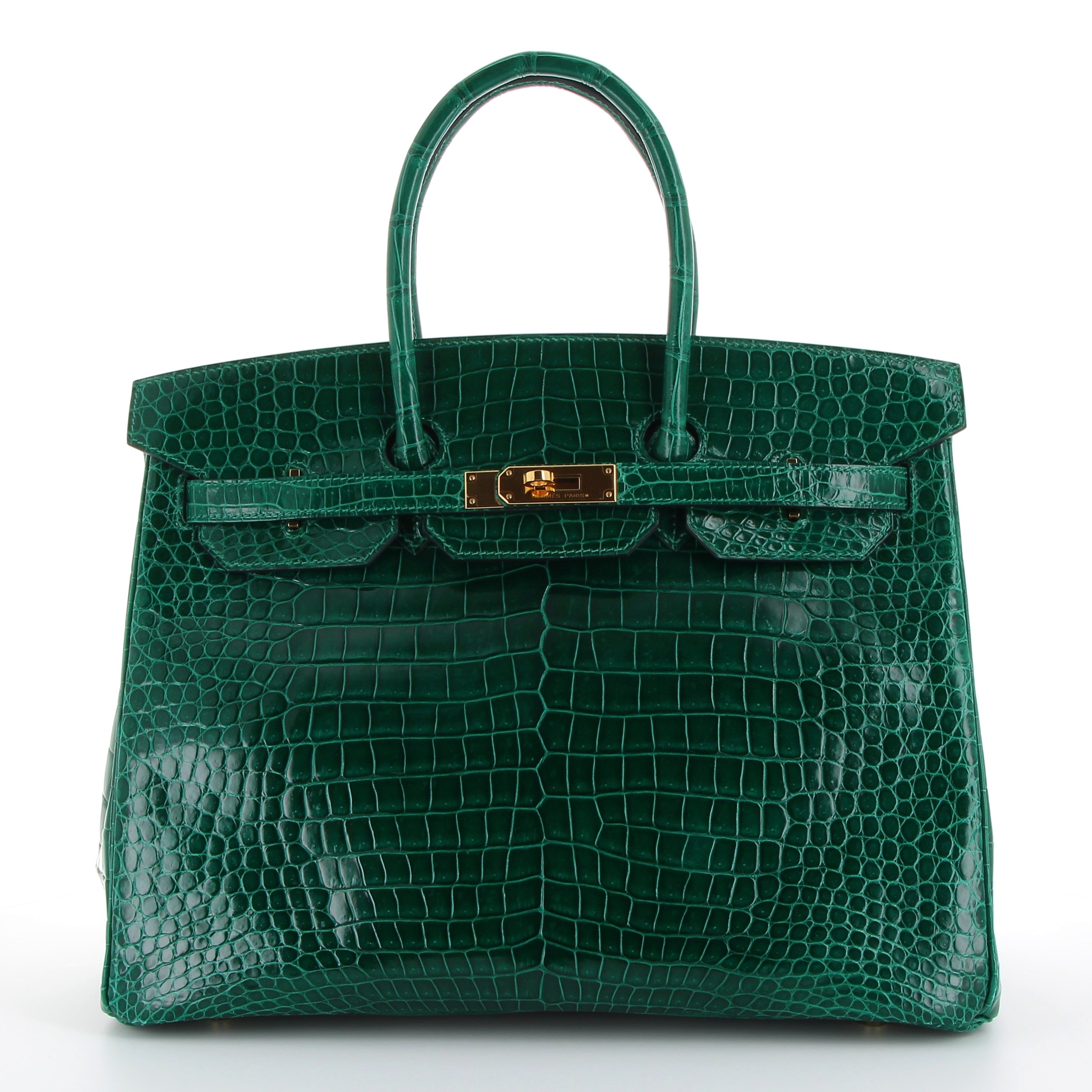 Hermès Birkin 35cm Vert Emeraude Crocodile Porosus with Gold Hardware