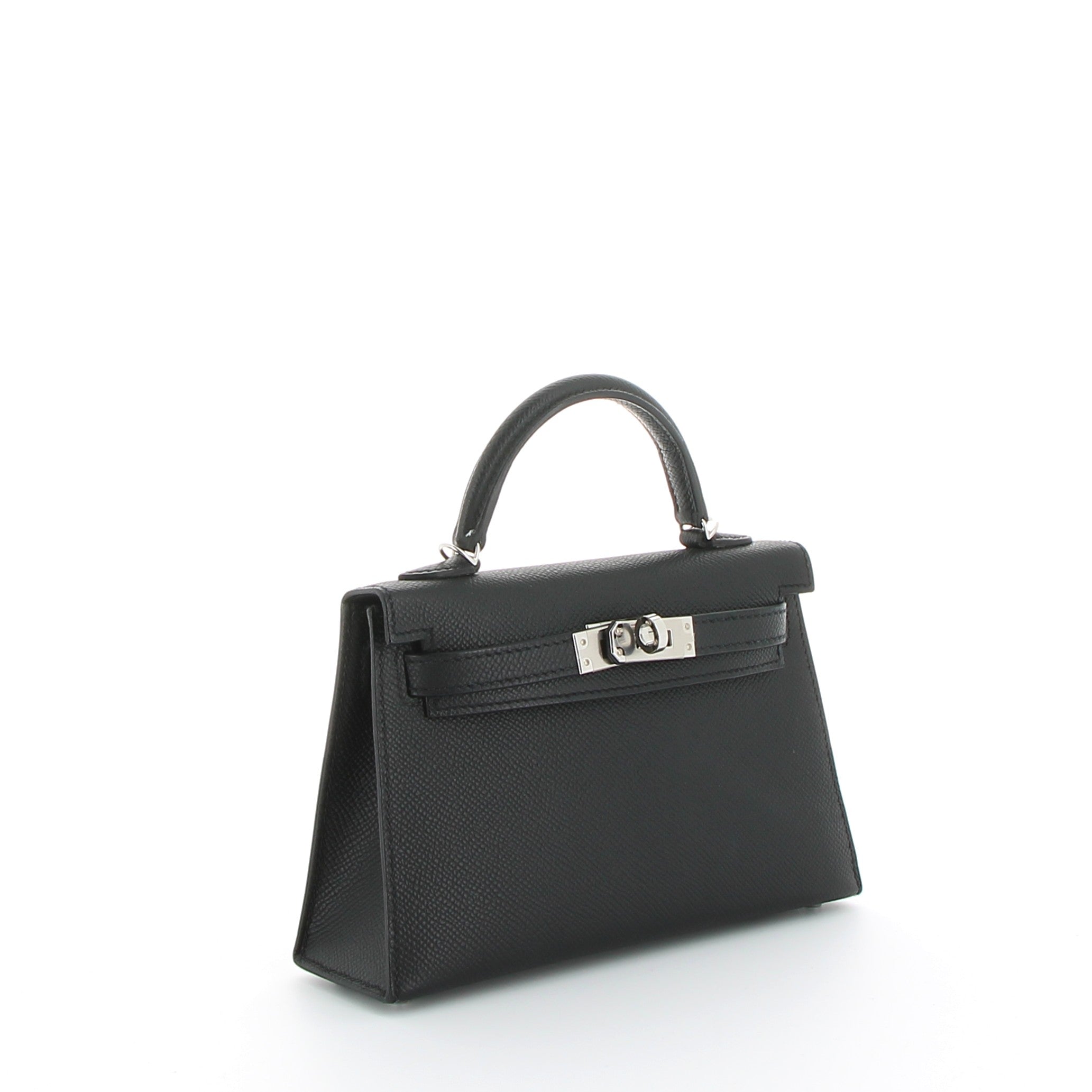 HERMES Kelly 20 Noir Cuir Epsom Finition Palladié