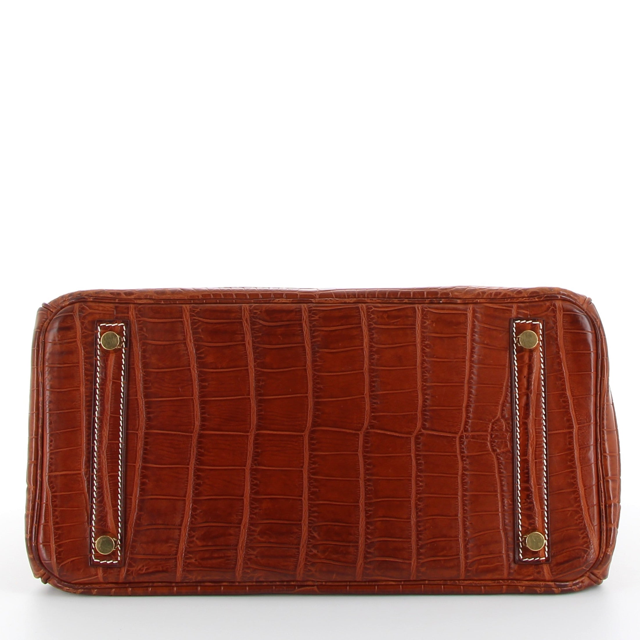 HERMES Birkin 30 Barenia Fauve Crocodile Matte Finition Or Jaune