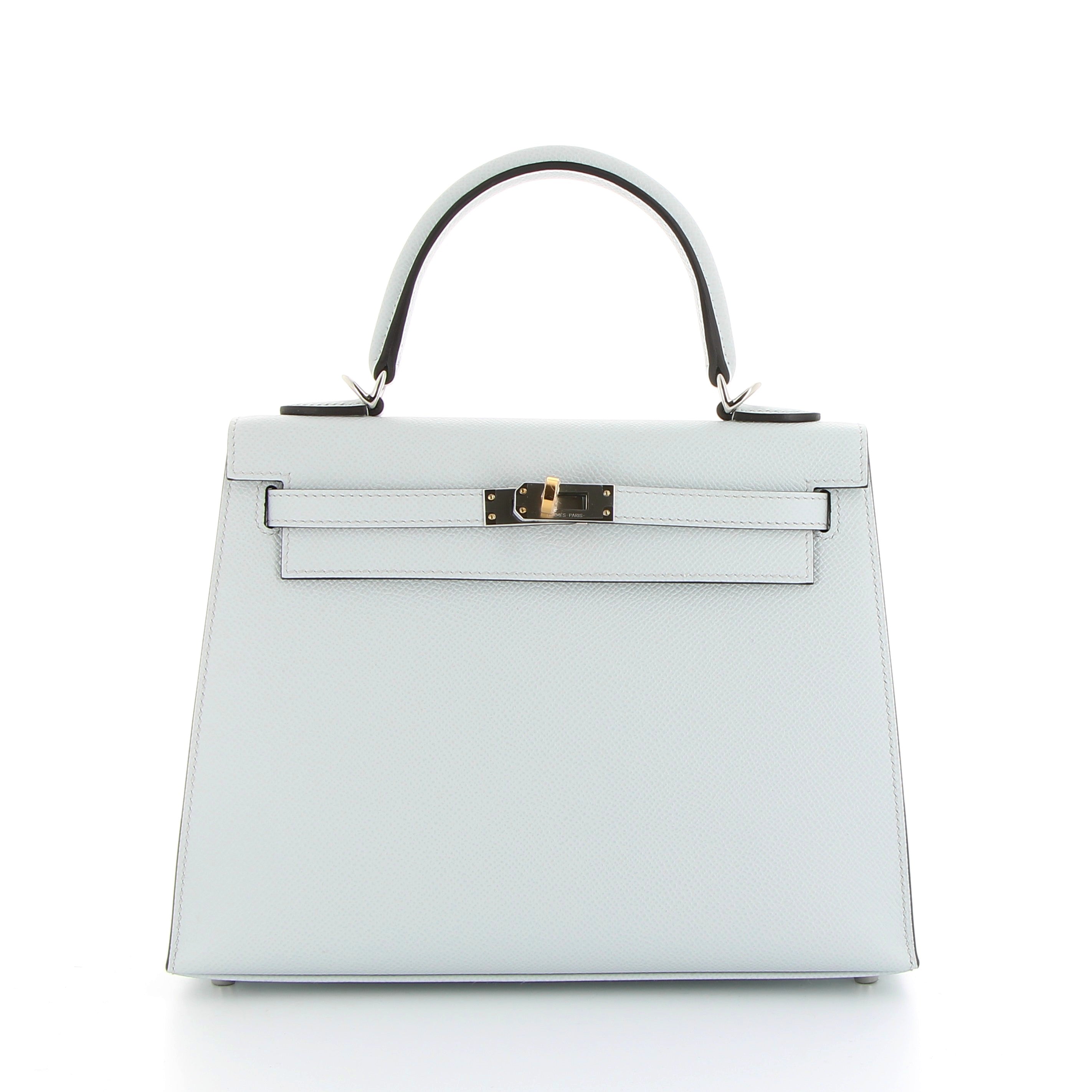 Hermès Kelly 25cm in Gris Platinium Epsom with Electrum Hardware