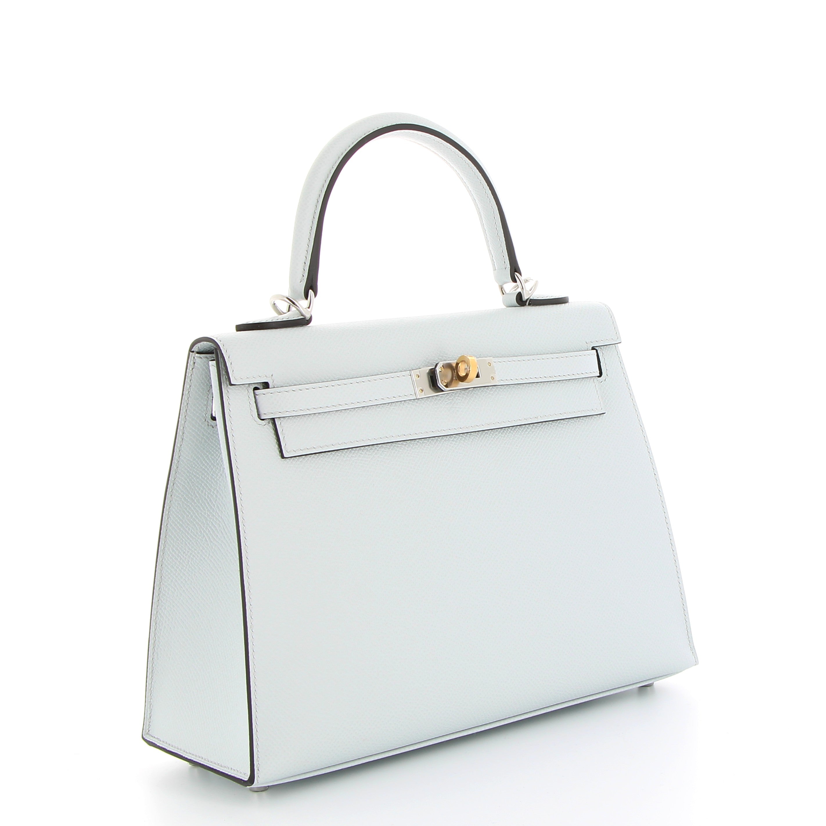 HERMÈS Kelly 28 cuir Epsom Bleu Glacier finition palladium