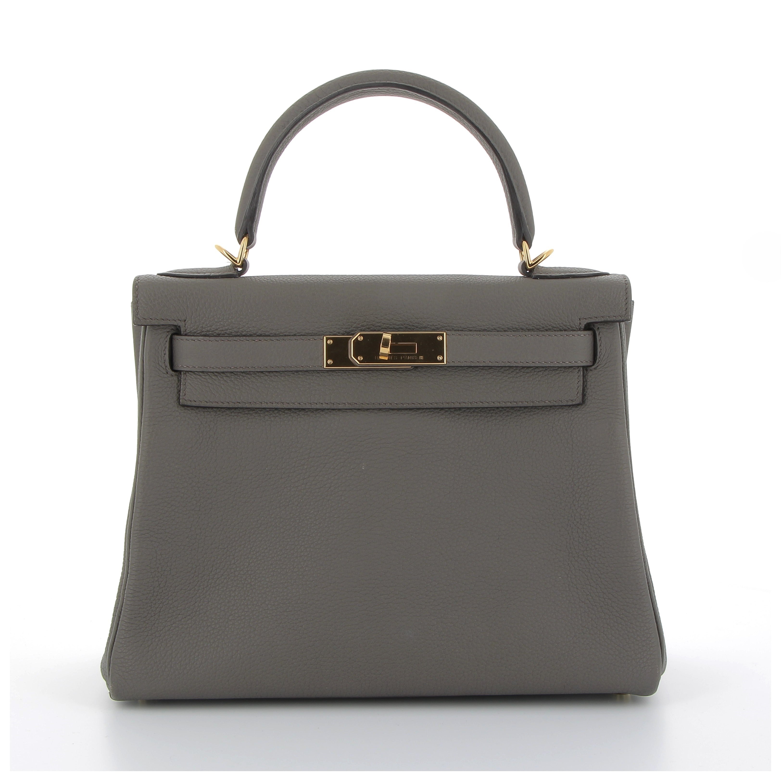 Hermès Kelly 28cm in Gris Etain Togo Gold Hardware