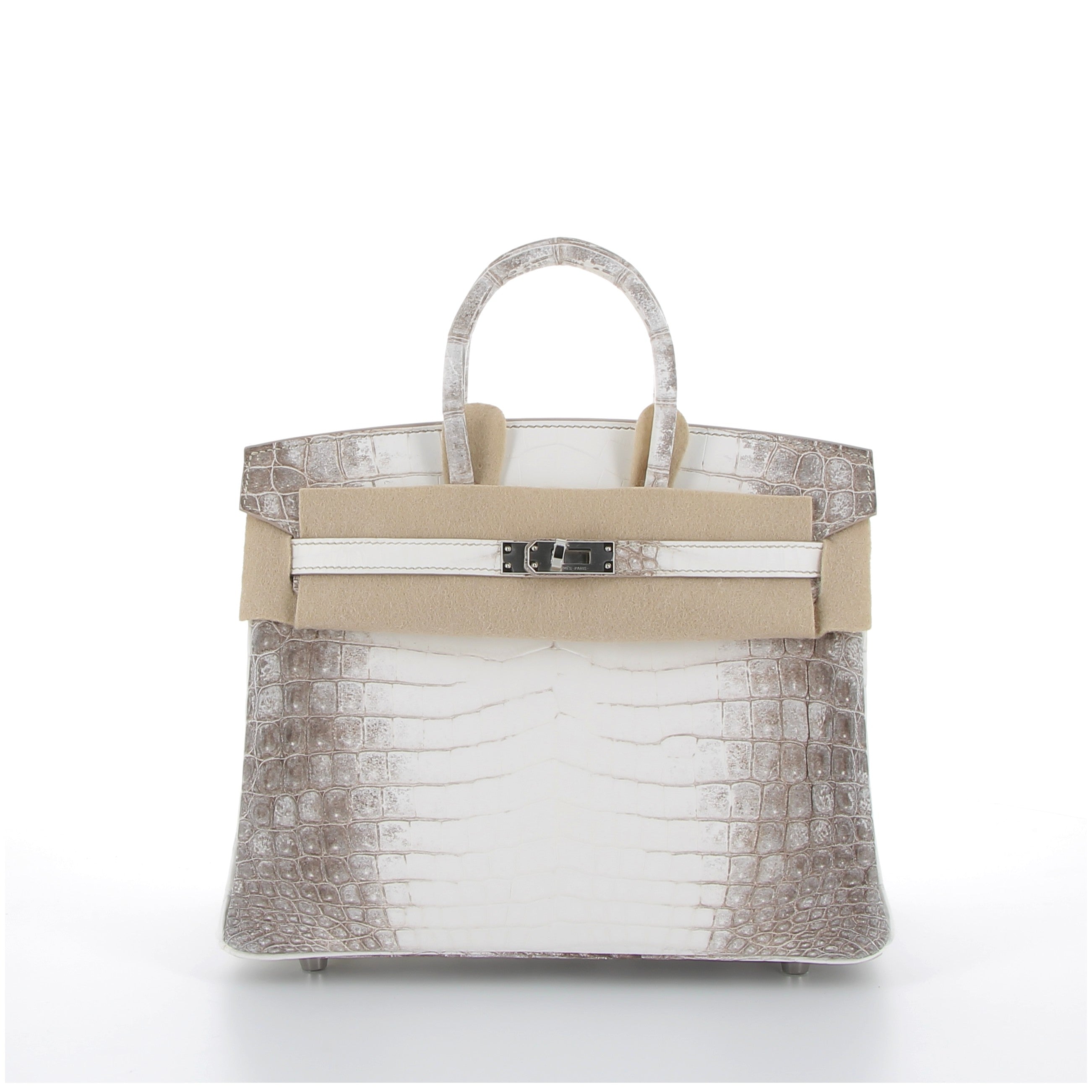 HERMES Birkin 25 Himalaya Crocodile Niloticus Finition Palladié