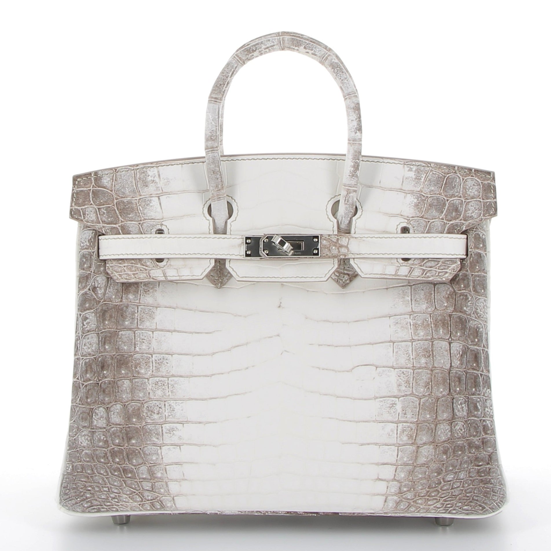 HERMES Birkin 25 Himalaya Crocodile Niloticus Finition Palladié