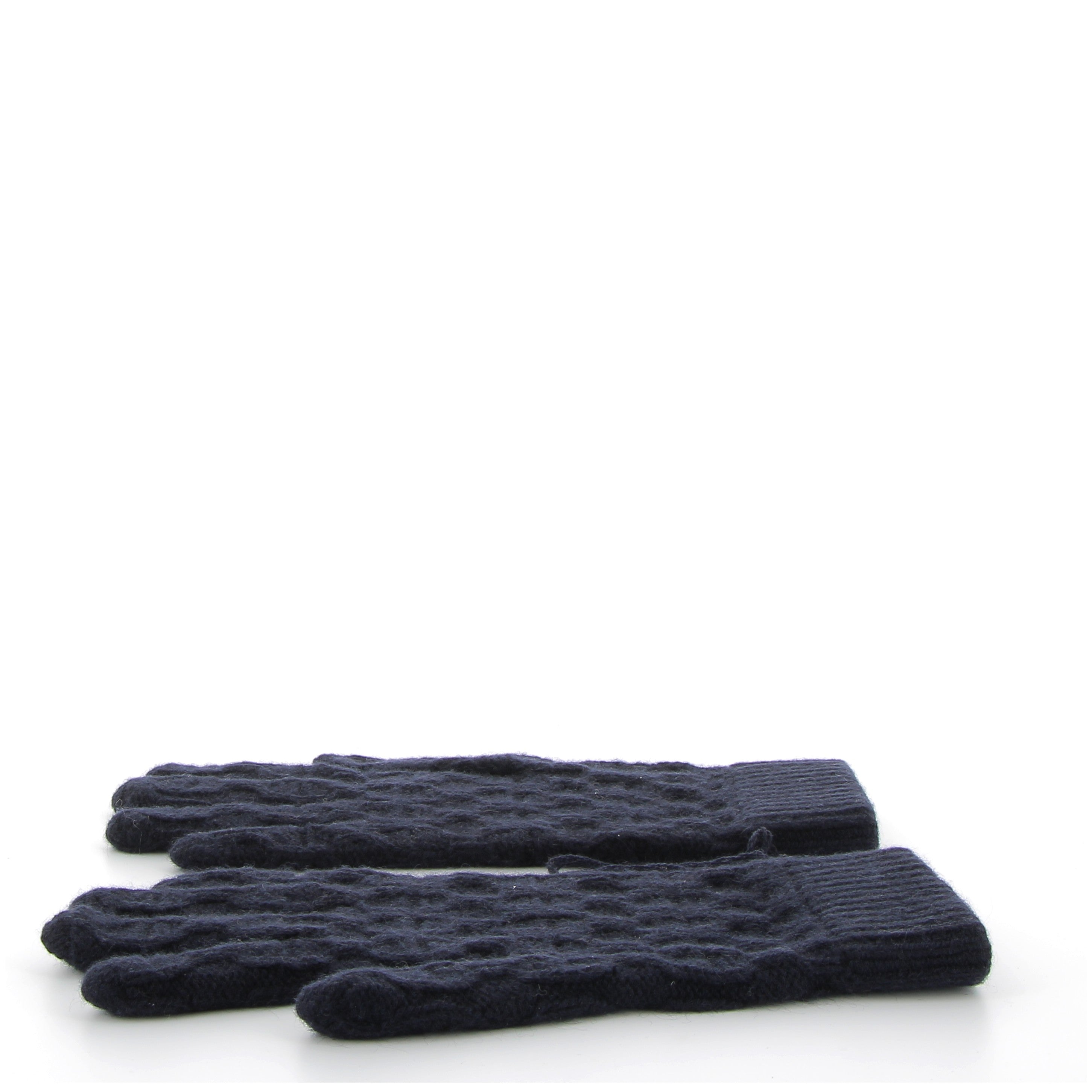 HERMÈS Gants Tri Maillon Homme Maille Cachemire Marine