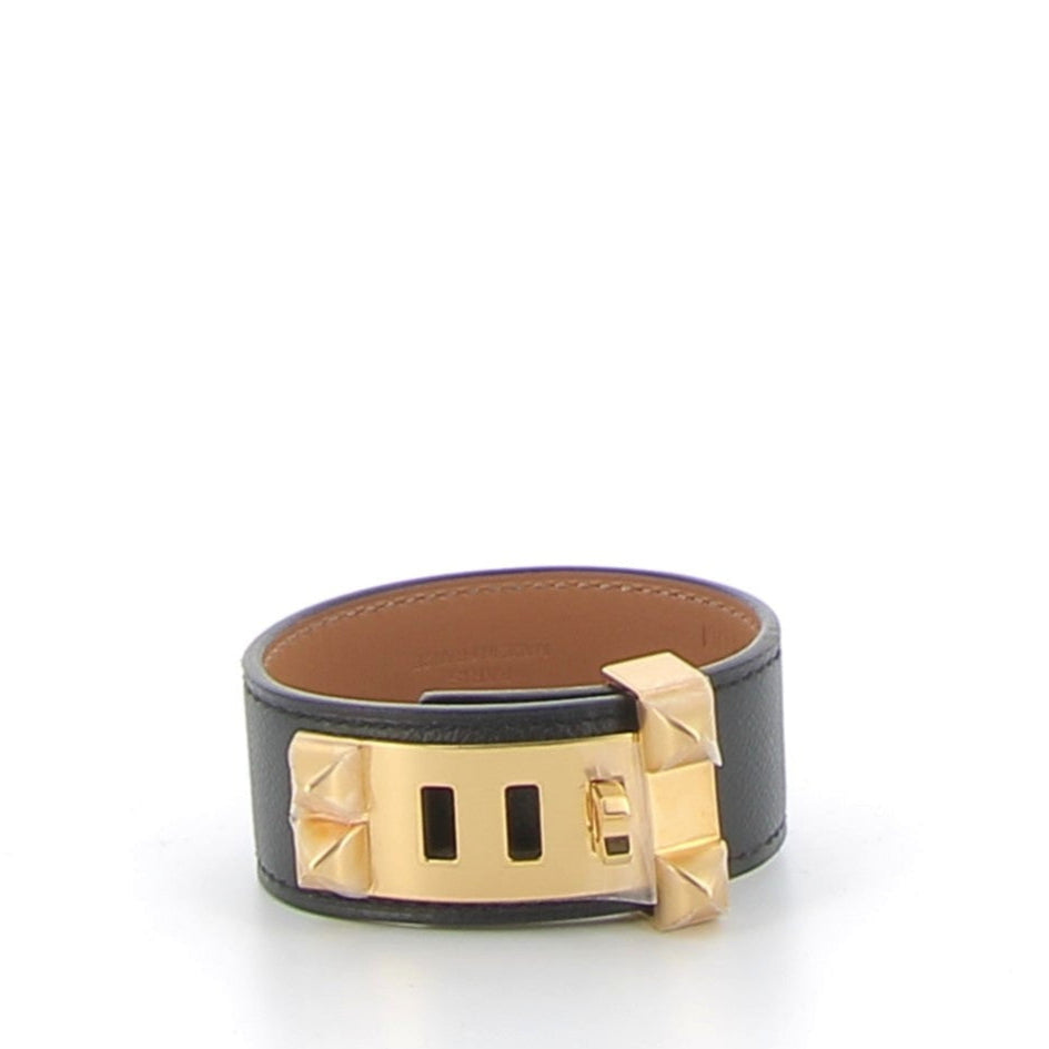 HERMÈS Bracelet Collier de Chien 24 noir finition jaune
