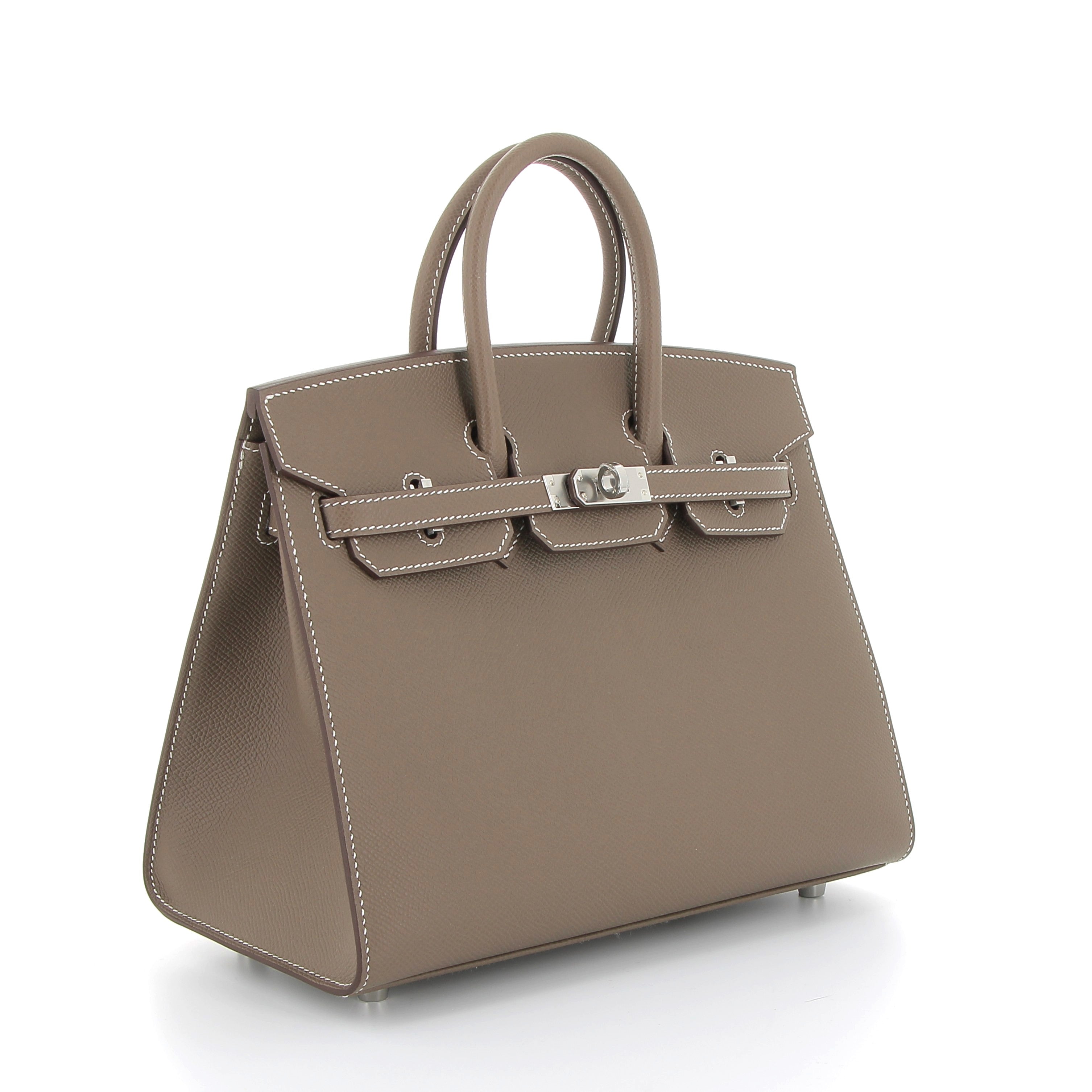HERMÈS Birkin 25 cuir Togo Etoupe finition palladium
