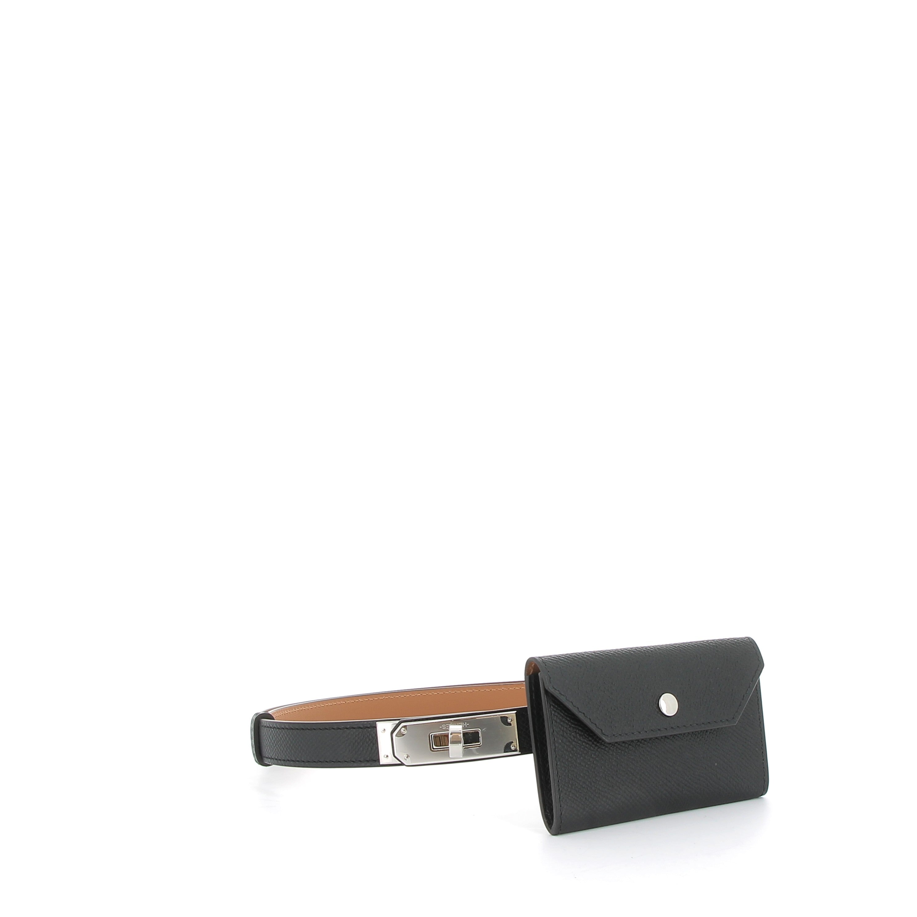 HERMÈS Kelly ceinture Pocket cuir Epsom Noir finition palladium