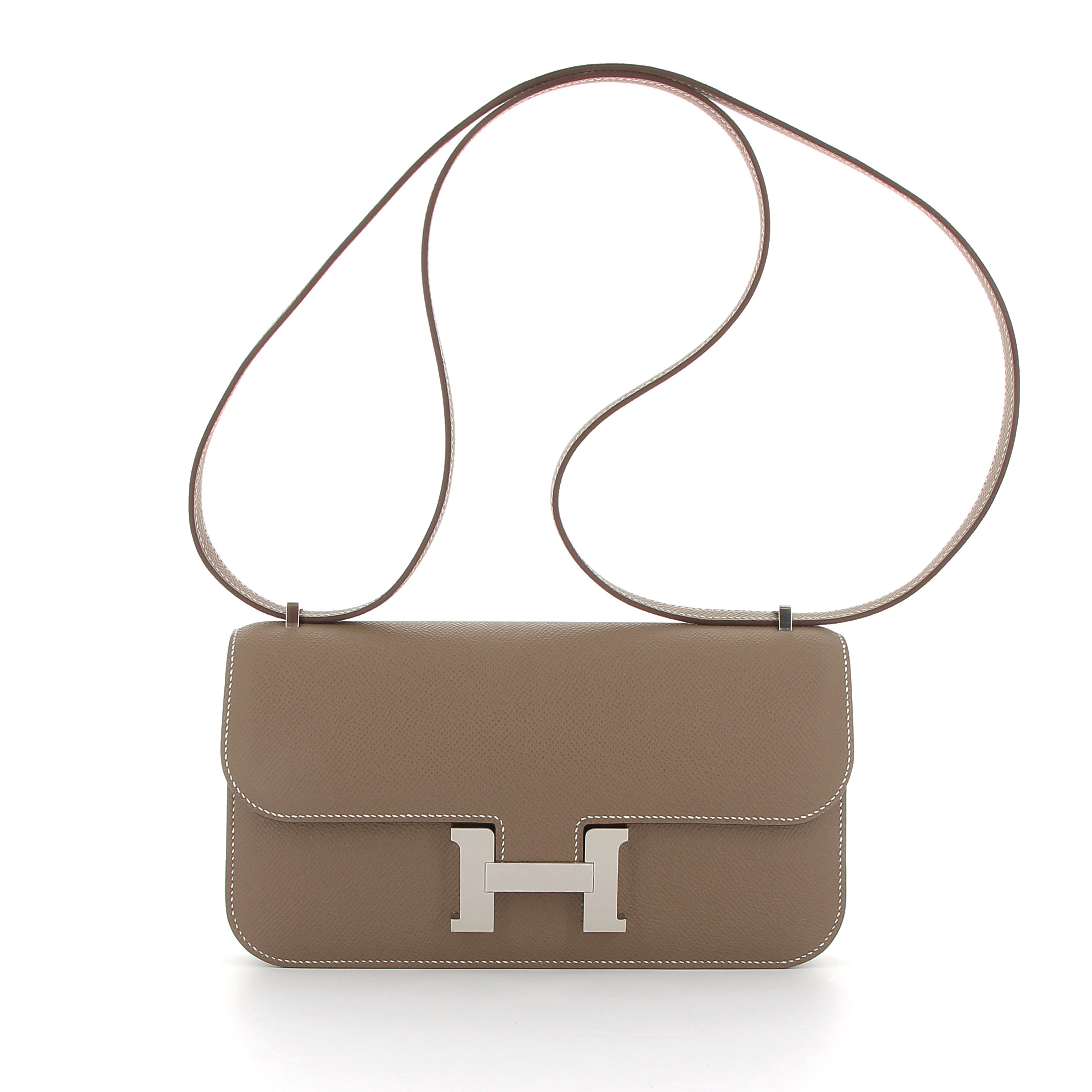 HERMÈS Constance Elan cuir Epsom Etoupe finition palladium