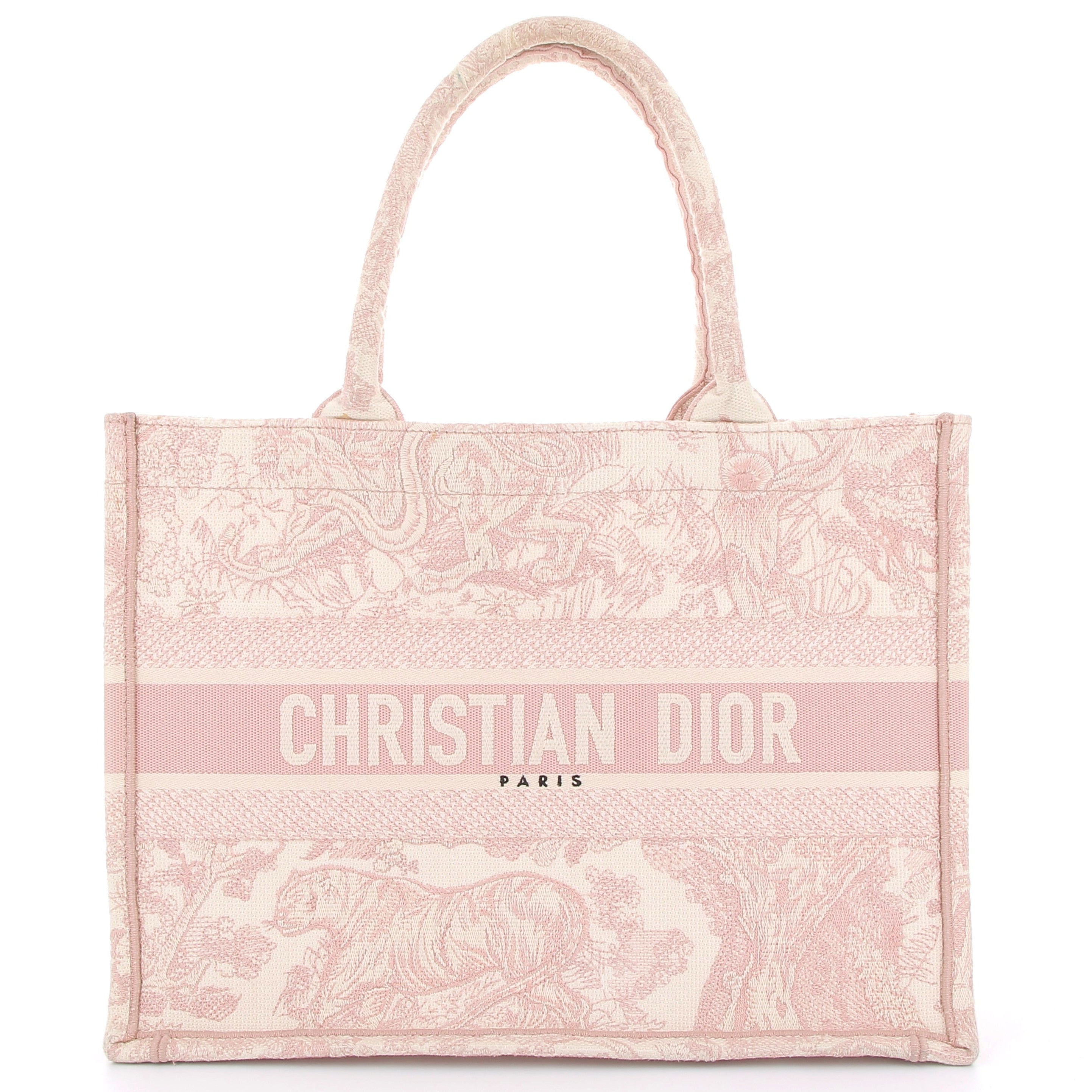 DIOR Book Tote Rose Broderie Toile de Jouy Ecru et Rose