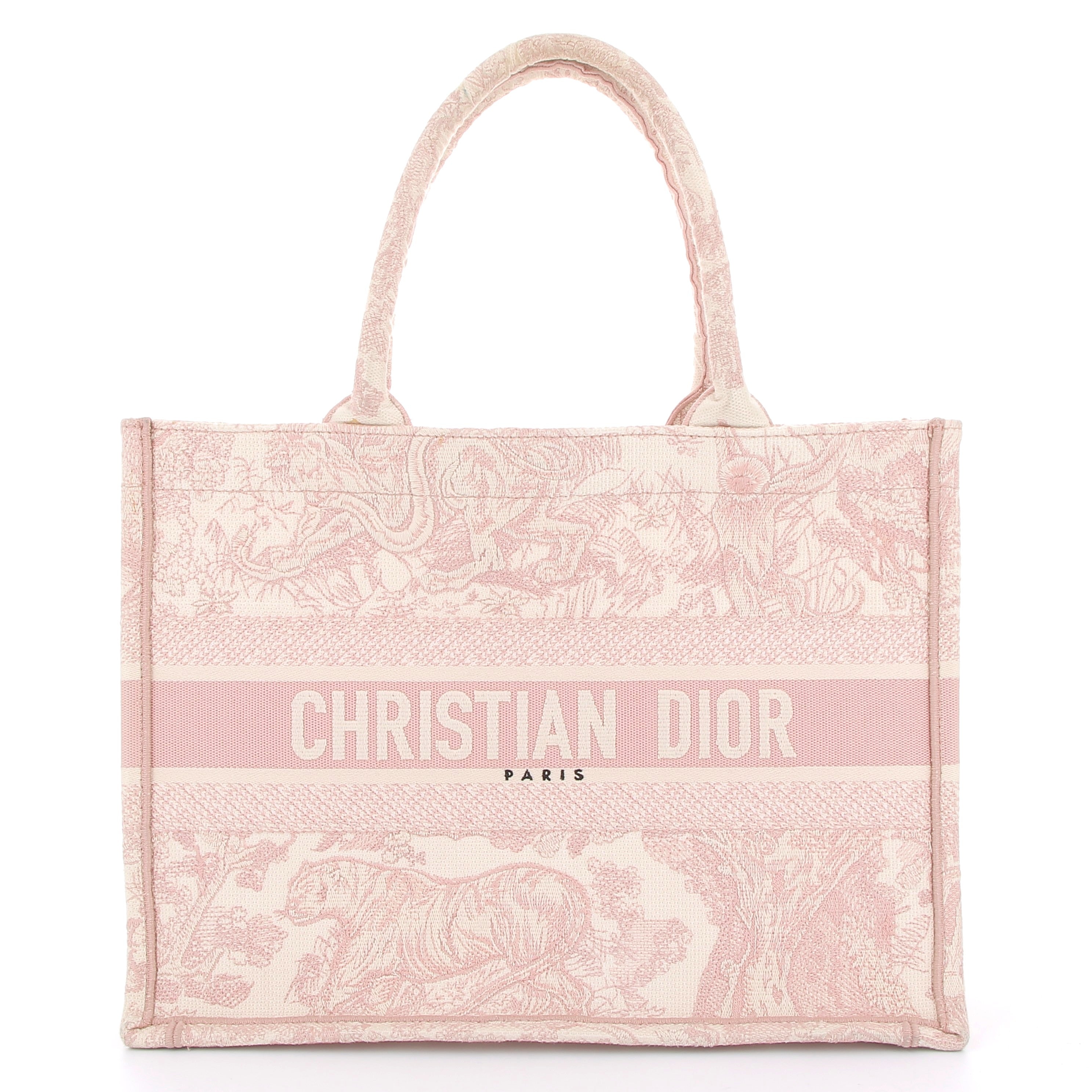 DIOR Book Tote Rose Broderie Toile de Jouy Ecru et Rose