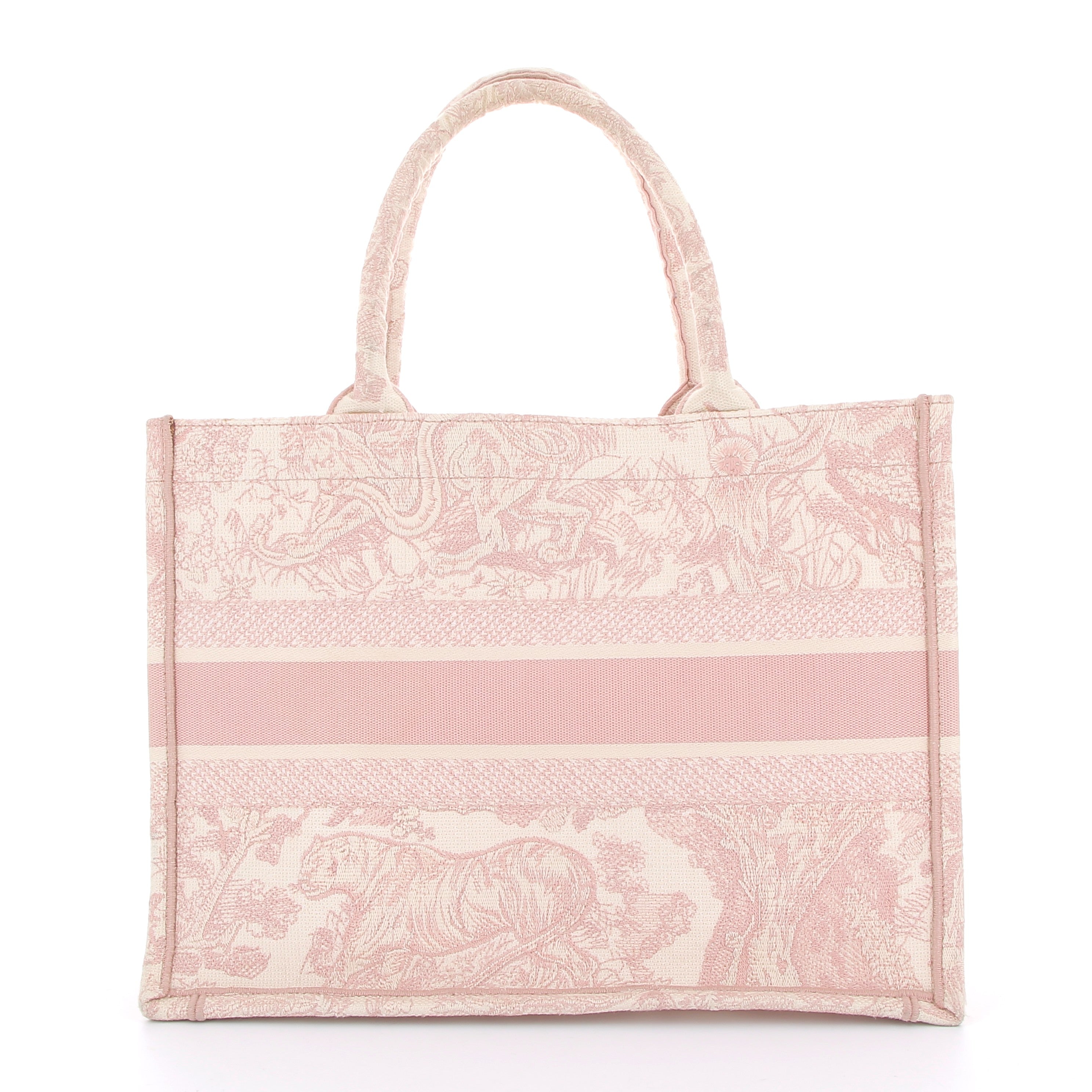 DIOR Book Tote Rose Broderie Toile de Jouy Ecru et Rose