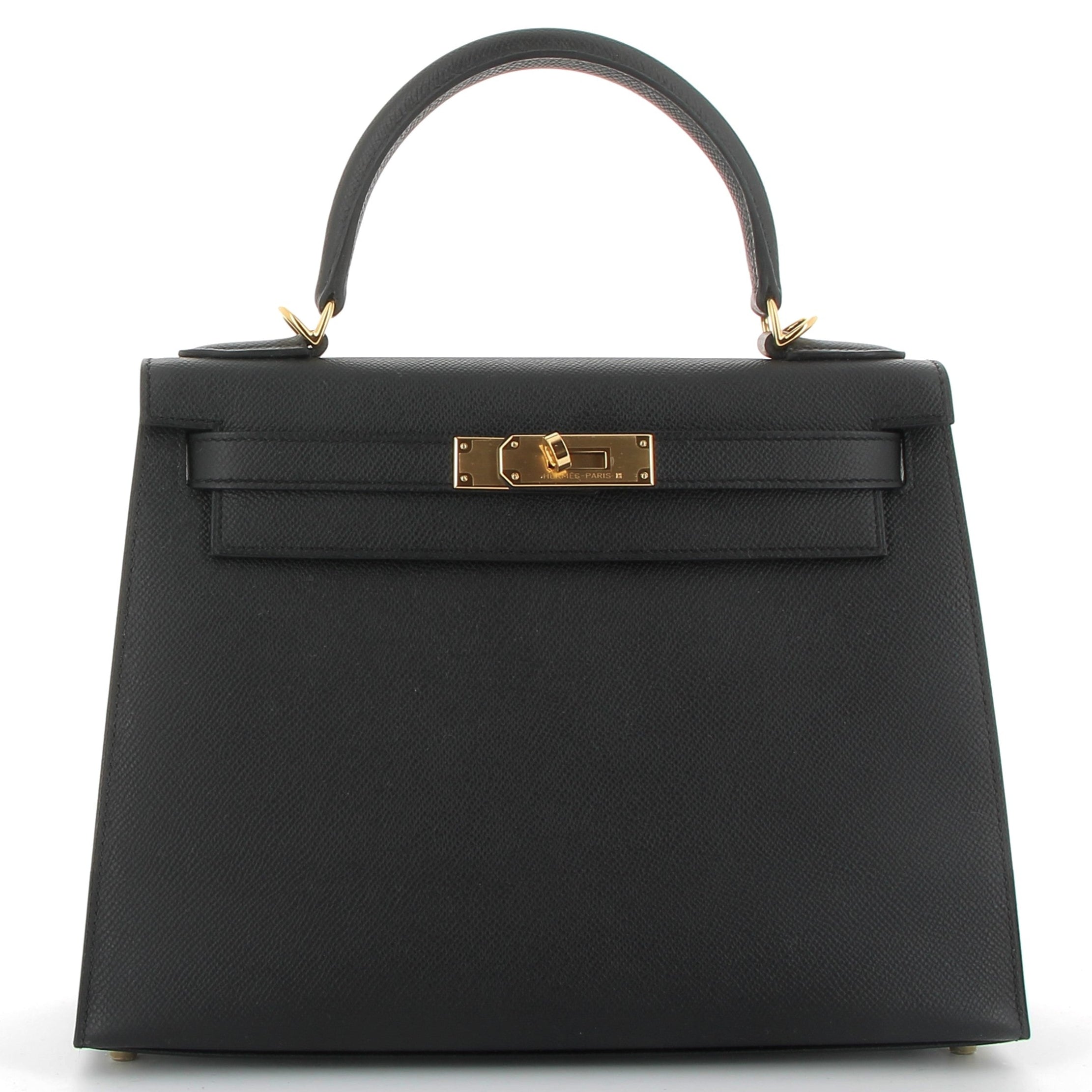 HERMÈS Kelly 25 Cuir Epsom Noir Finition Dorée